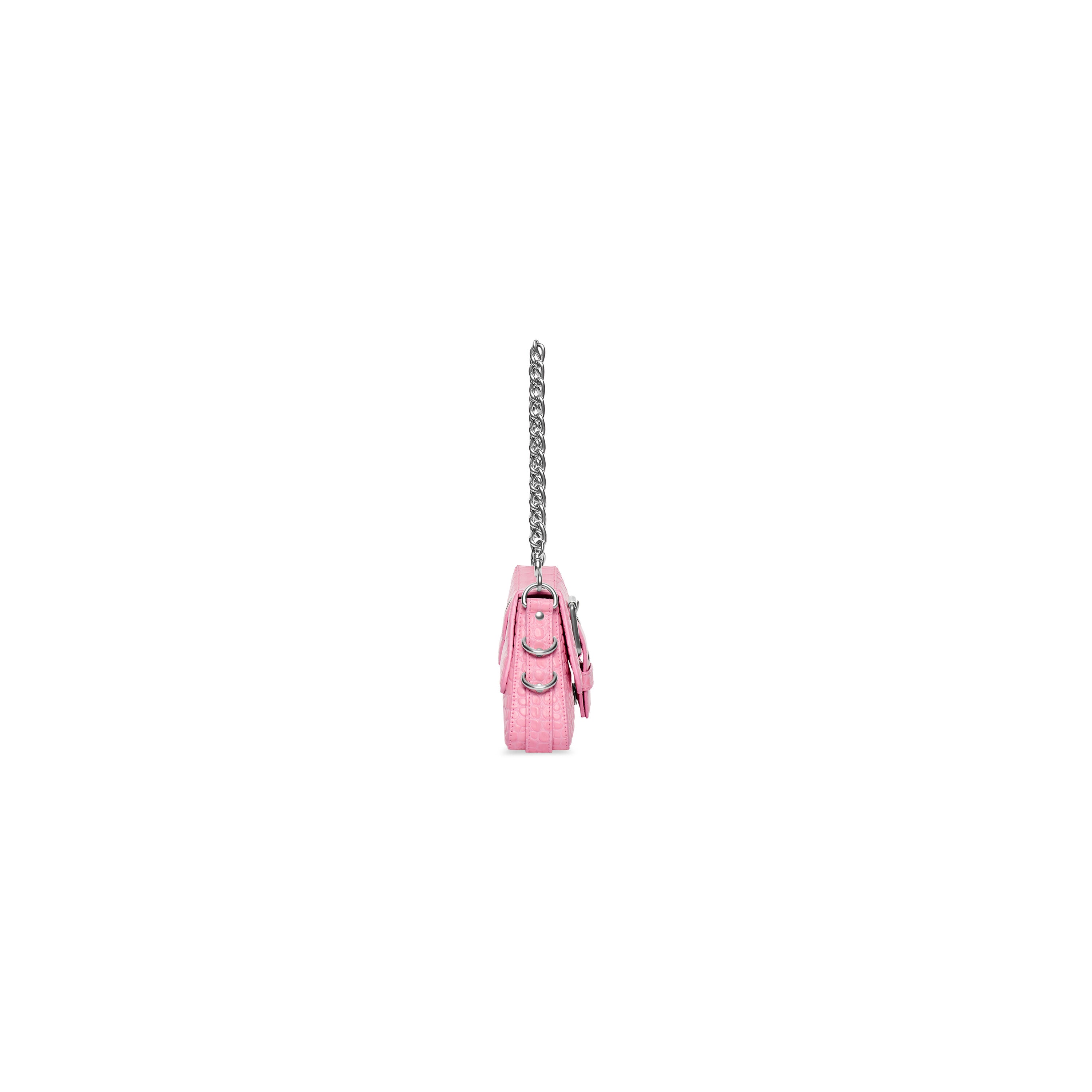 WOMEN'S LINDSAY SMALL SHOULDER BAG WITH STRAP CROCODILE EMBOSSED IN LIGHT PINK - Replicaclubs