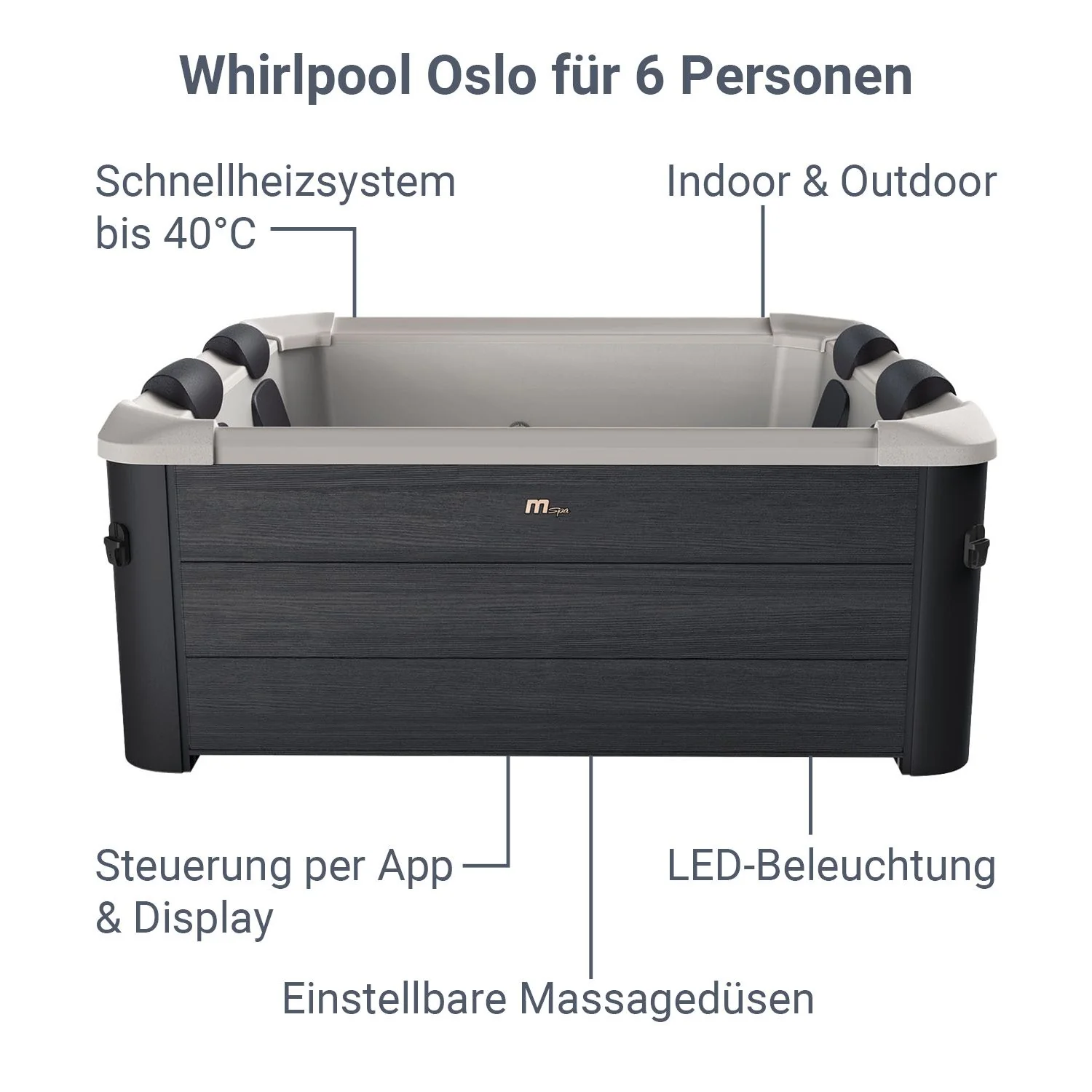 2026 Spa Whirlpool Oslo con iluminación LED