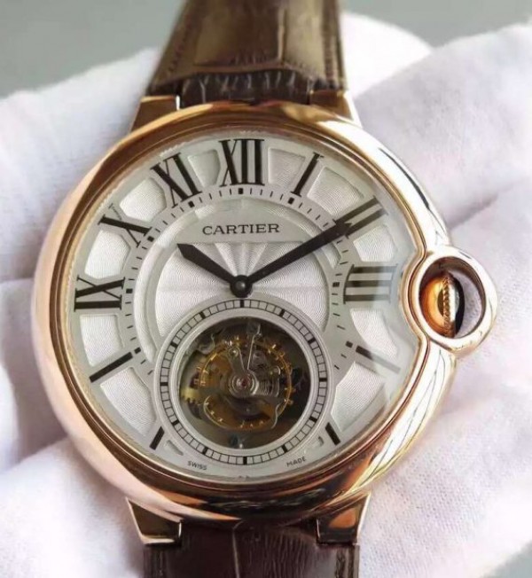 Replica Cartier Ballon Bleu Tourbillon YG Brown Leather Strap - Top club