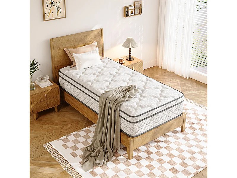 Matelas 90x200cm - Épaisseur 26cm - avec ressorts ensachés - Multicouches Extra Confort 7 Zones - Hypoallergénique
