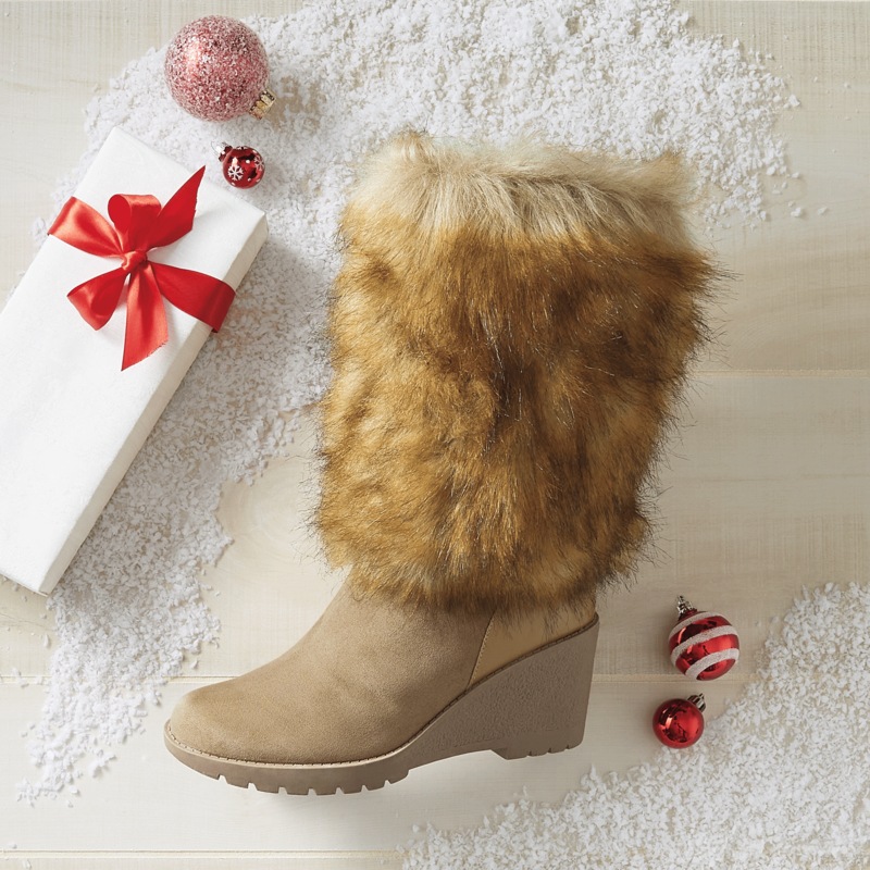 Seventh Avenue Faux-Fur Wedge Boot - MIDNIGHT VELVET CATALOG