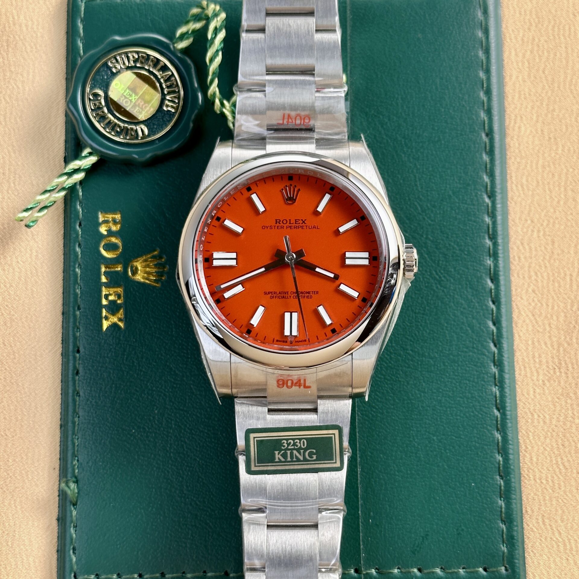 Rolex Oyster Perpetual 124300 Red Dial Oyster Strap King Factory 41mm - Elite Watch Atelier