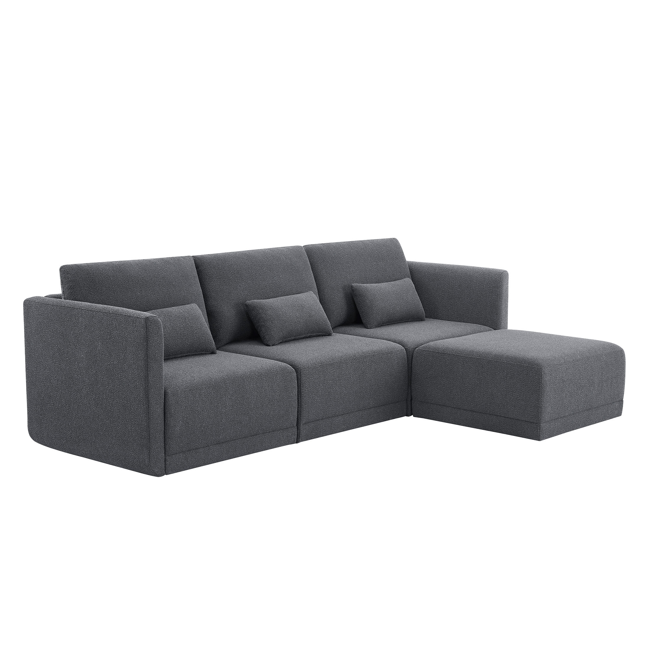 Beautiful Drew Modular Sectional Sofa with Ottoman by Drew Barrymore, Gray Fabric - Image 34