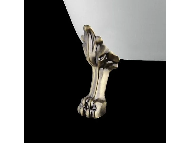 Baignoire sur pieds rétro RICHMOND Blanche 155 cm Pieds de Lion Bronze jaune vieilli