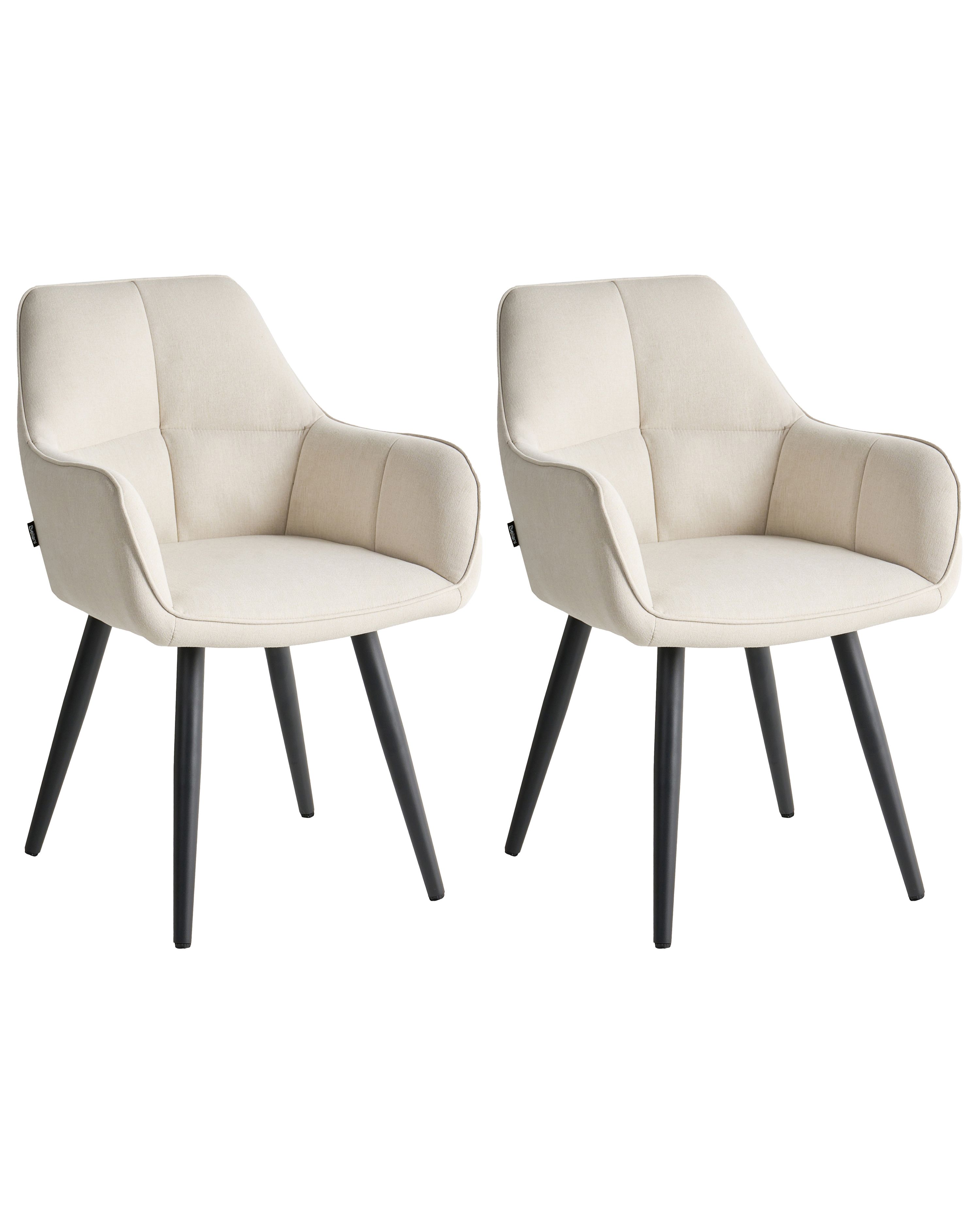 Set of 2 Dining Chairs TIRANO Faux Linen Light Beige
