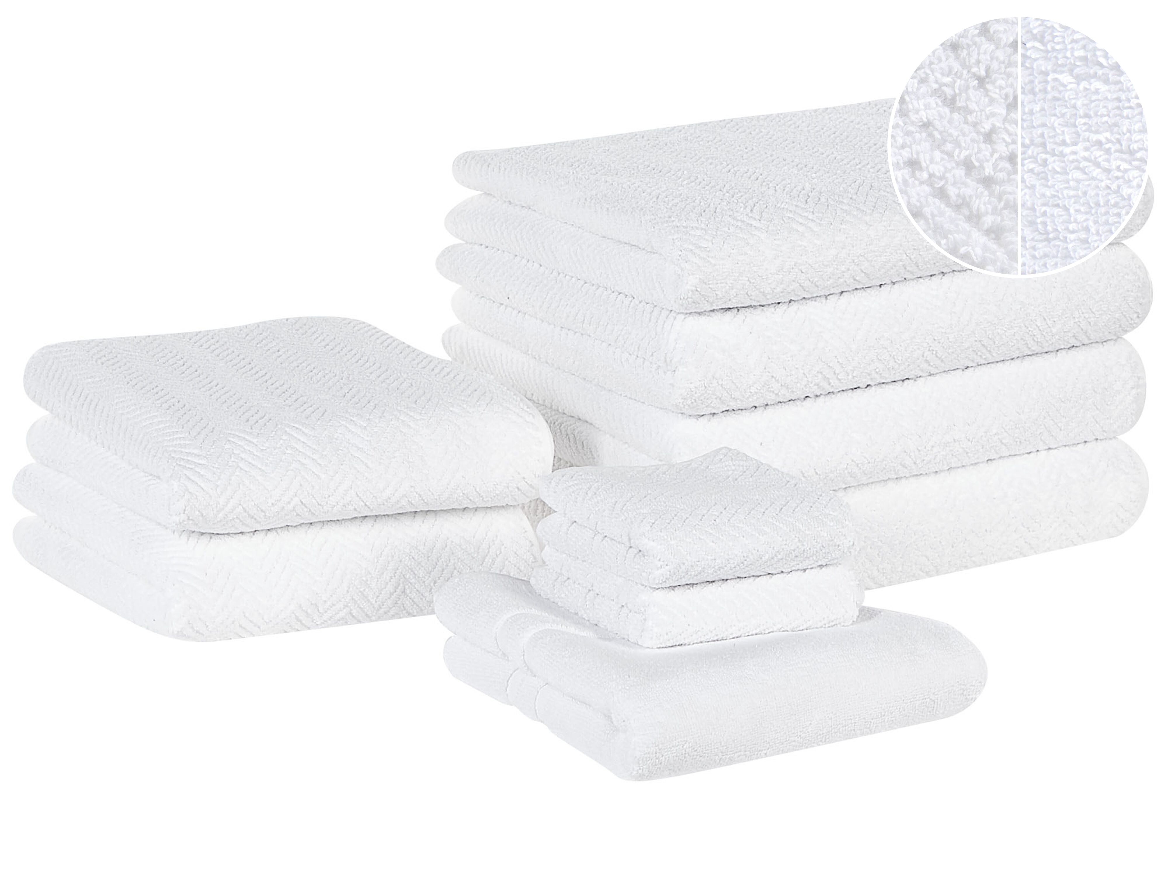 Set of 9 Towels MITIARO Terry Cotton White