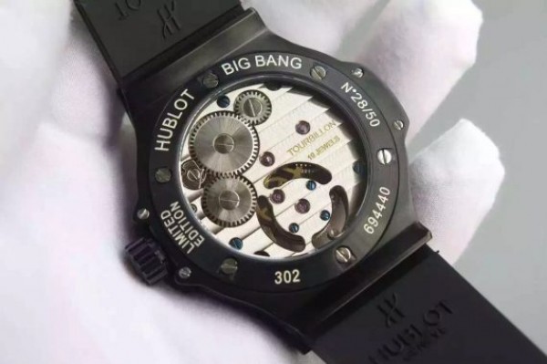 Replica Hublot Big Bang Tourbillon PVD Black Textured Dial Black Rubber Strap - Top club