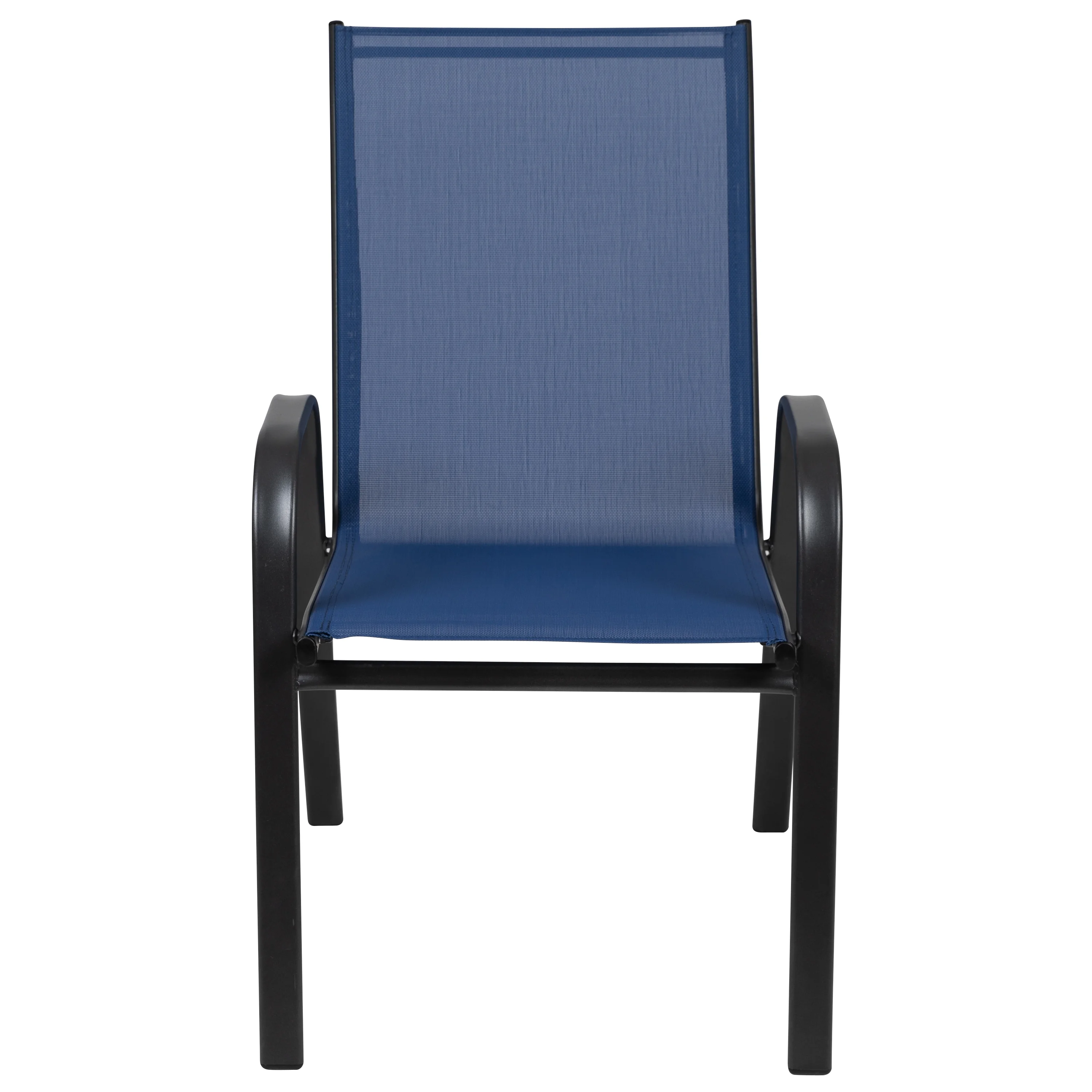 BizChair 5 Pack Black Outdoor Stack Chair with Flex Comfort Material and Metal Frame - Image 53