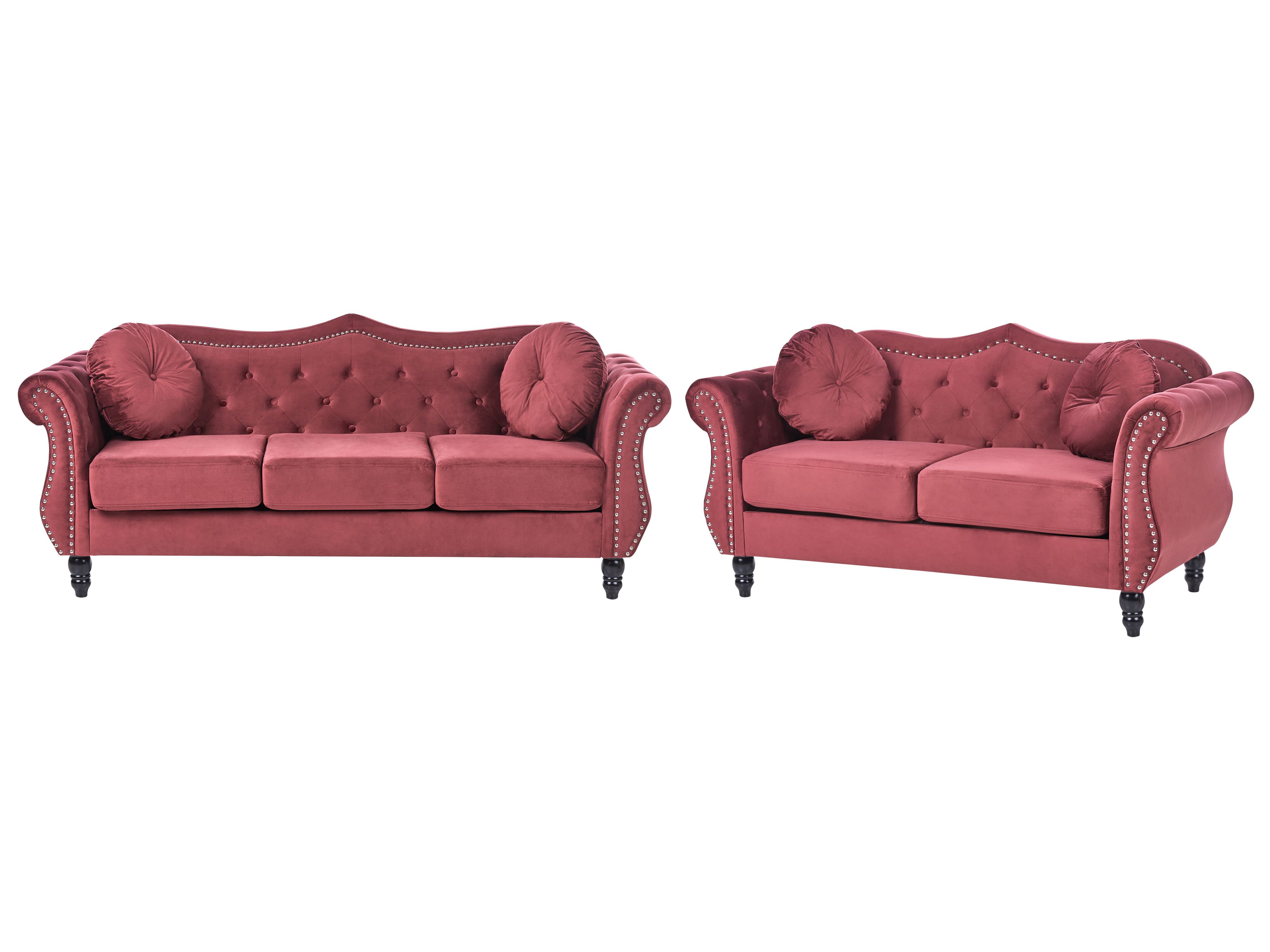 Living Room Set 5 Seater SKIEN Velvet Dark Red