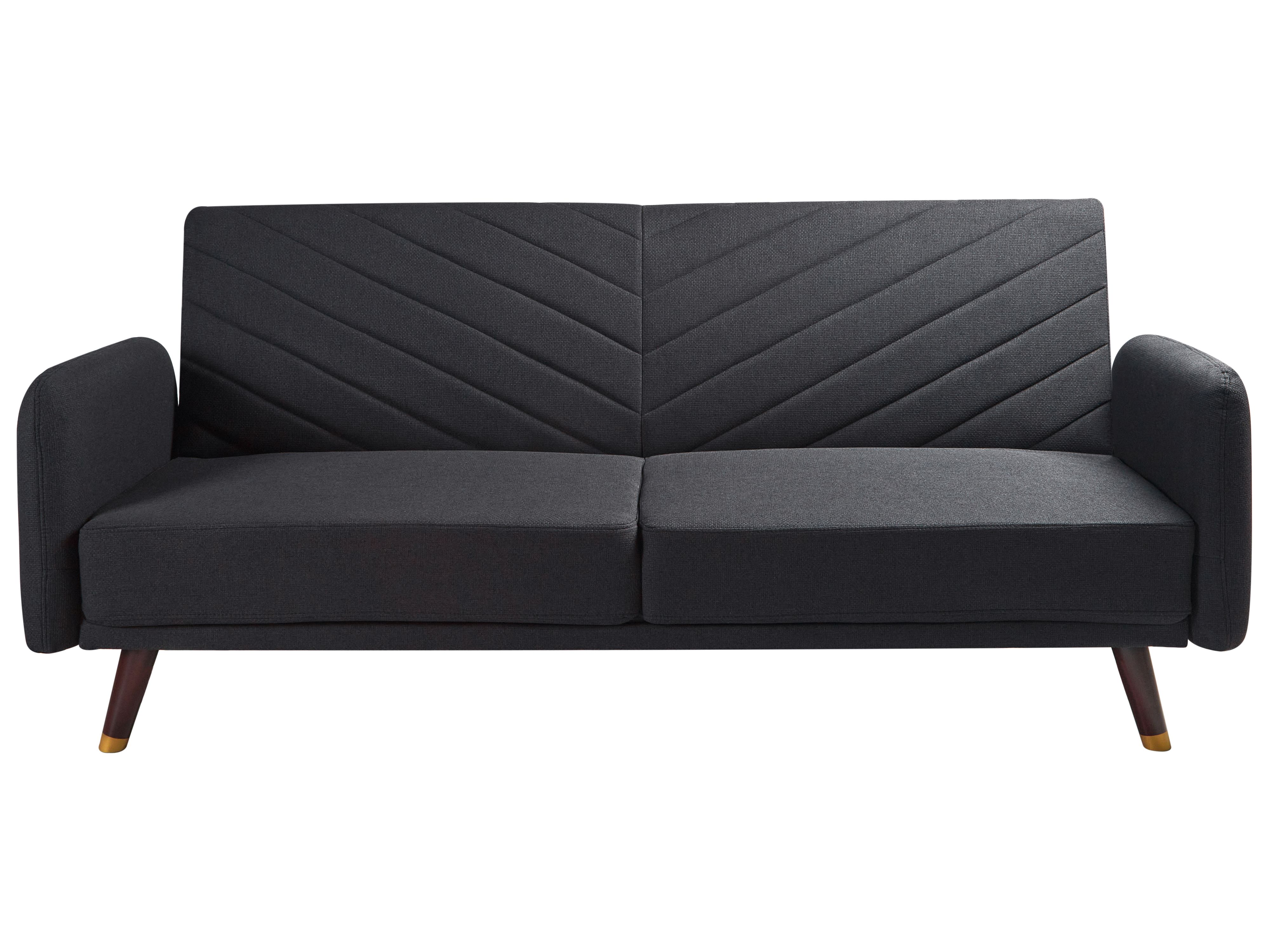 Sofa Bed 3 Seater SENJA Faux Linen Black