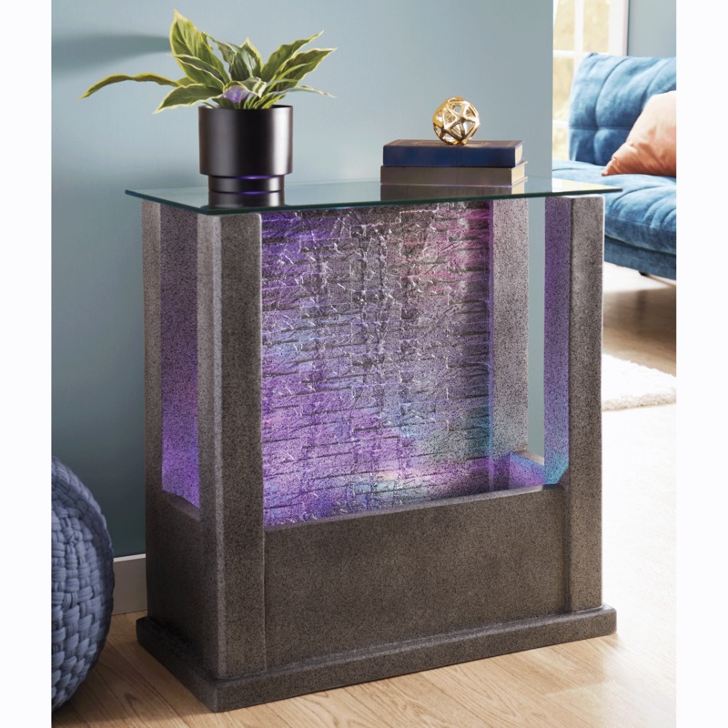 Faux-Stone Fountain Table - MIDNIGHT VELVET CATALOG