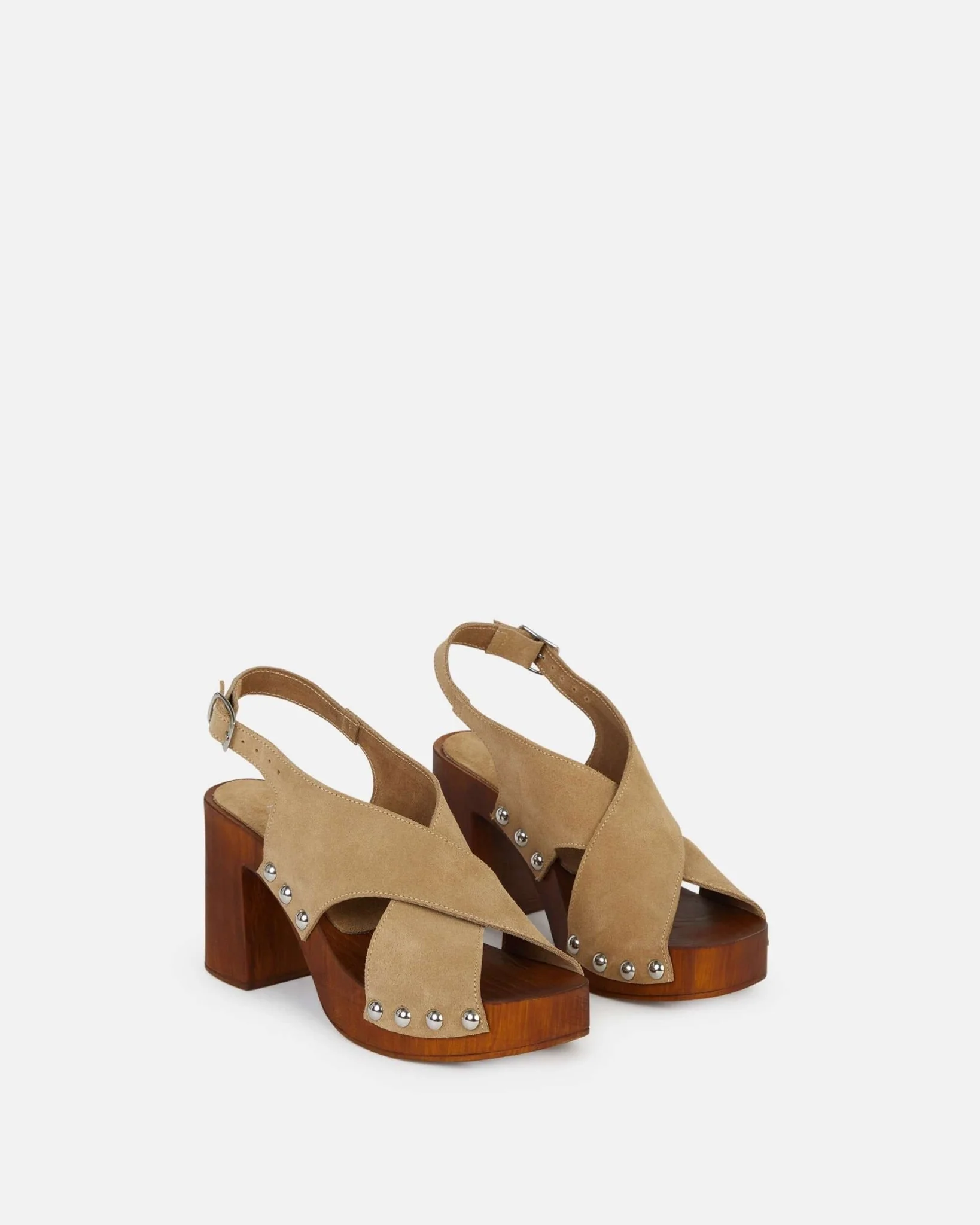 SANDALES TALIA/VEL - En cuir velours taupe