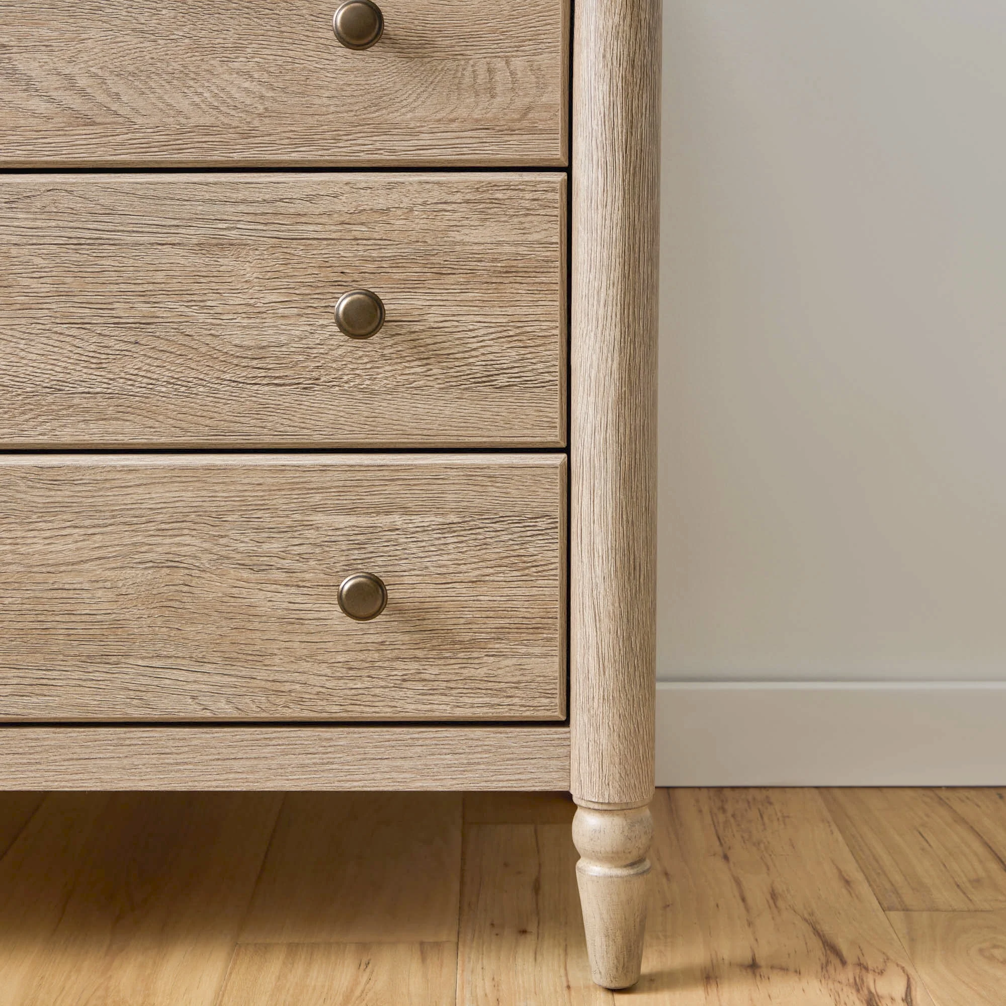 My Texas House Monroe 3 Drawer Nightstand with USB, Brushed Oak Finish - Image 7