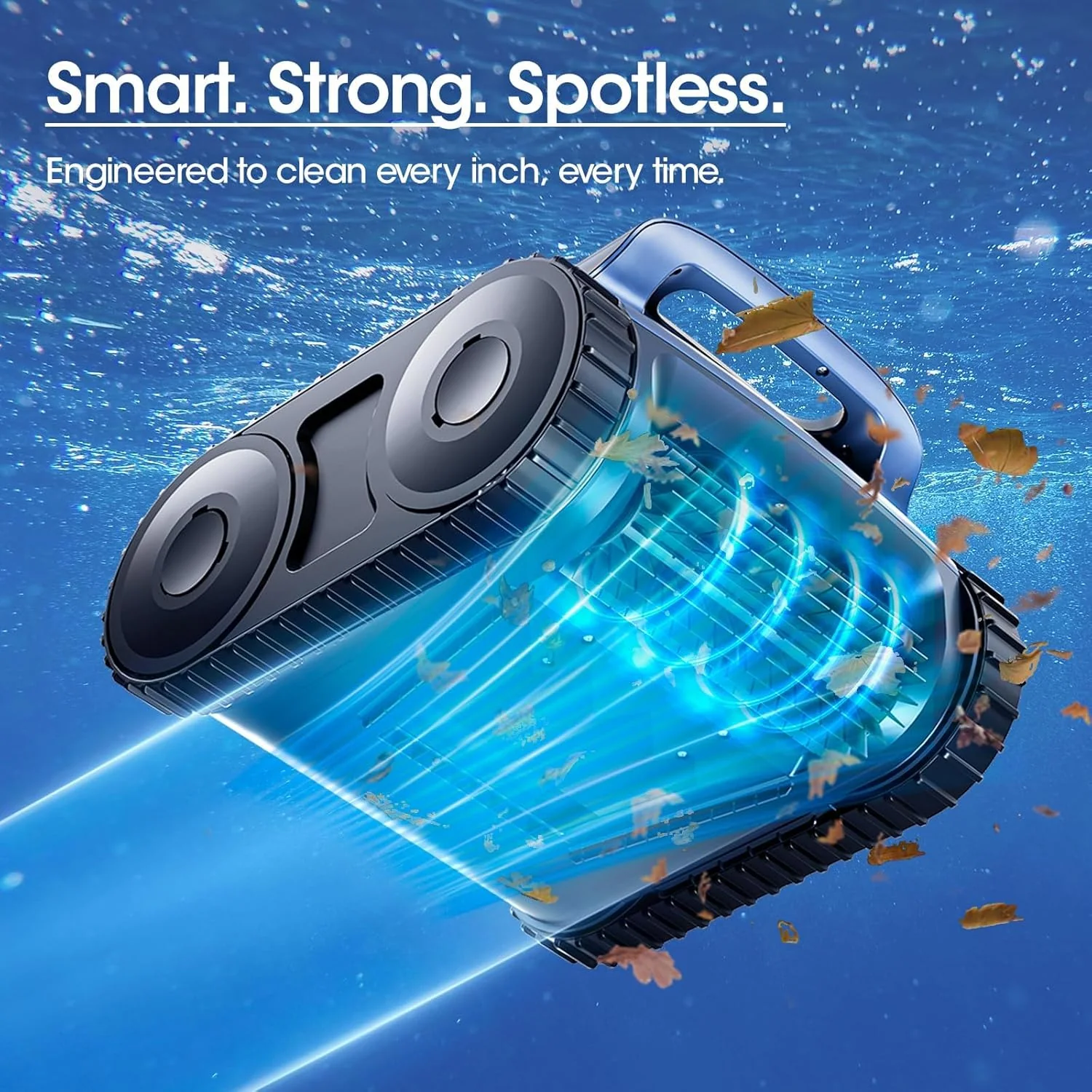 Cordless Robotic Pool Vacuum Cleaner With Track Drive, Sonar Navigation, 180W Brushless Motor, 150-Min Runtime, Dark Blue - Image 5 Cordless Robotic Pool Vacuum Cleaner With Track Drive, Sonar Navigation, 180W Brushless Motor, 150-Min Runtime, Dark Blue - Image 5