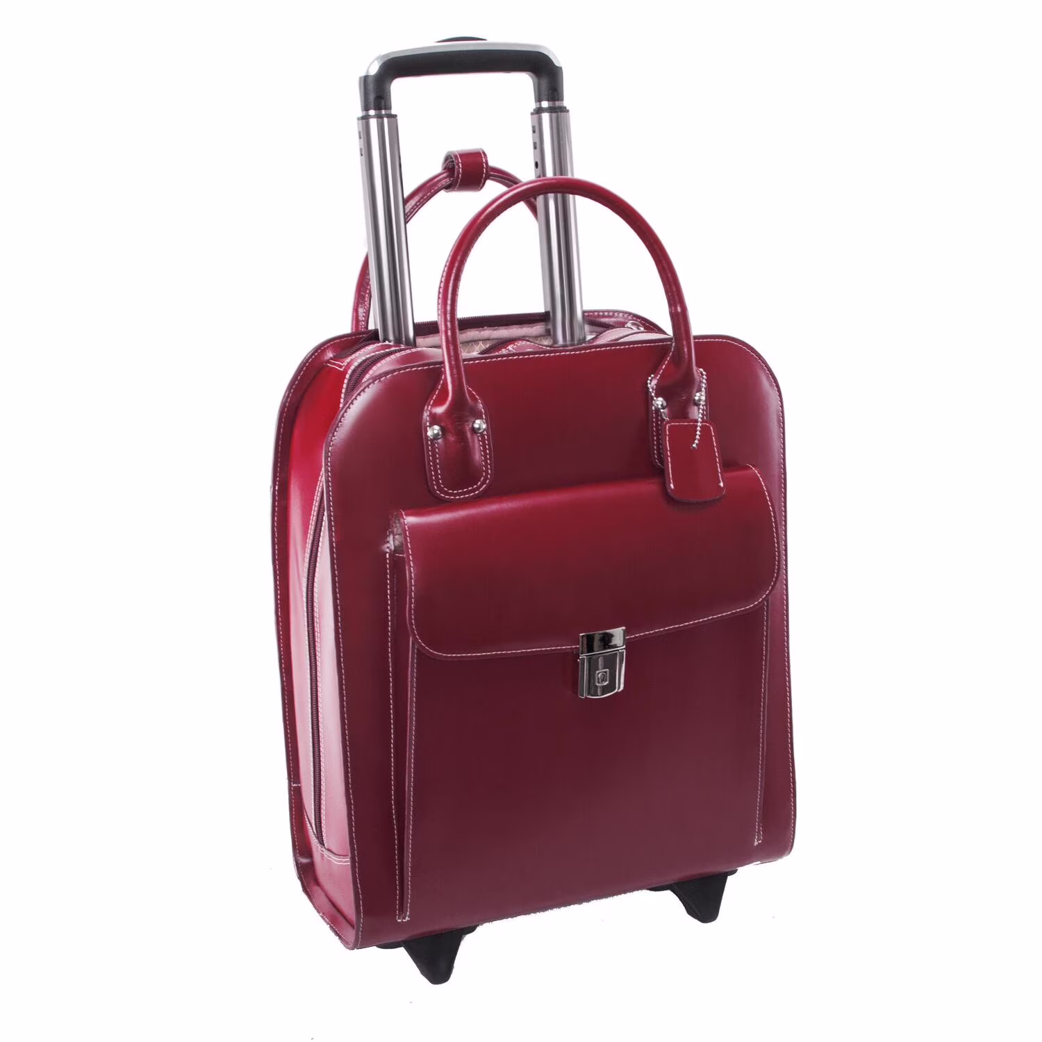 15.6 in. Uptown Leather Vertical Wheeled Ladies Briefcase, Red - 13.5 x 6 x 16 in. - Image 4