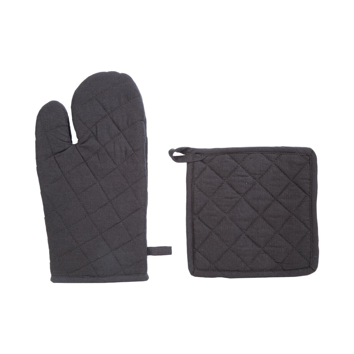 Glove and potholder, cotton Slate grey, H.30 cm