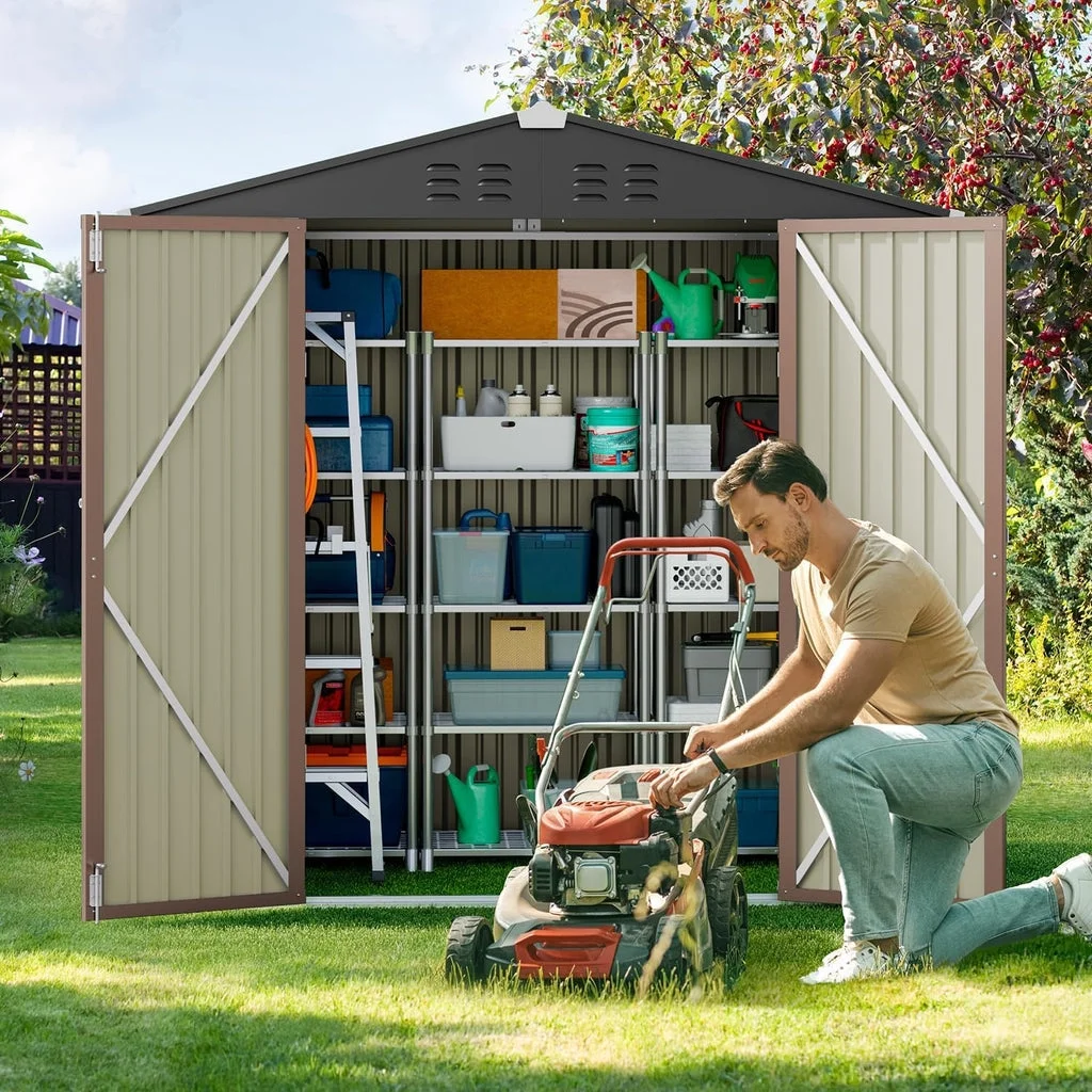 6' x 4' Outdoor Storage Shed on Sale, Aiho Shed & Outdoor Storage Clearance, Metal Storage Shed for Outside, Backyard, Garden & Patio - Dark Gray - Image 21