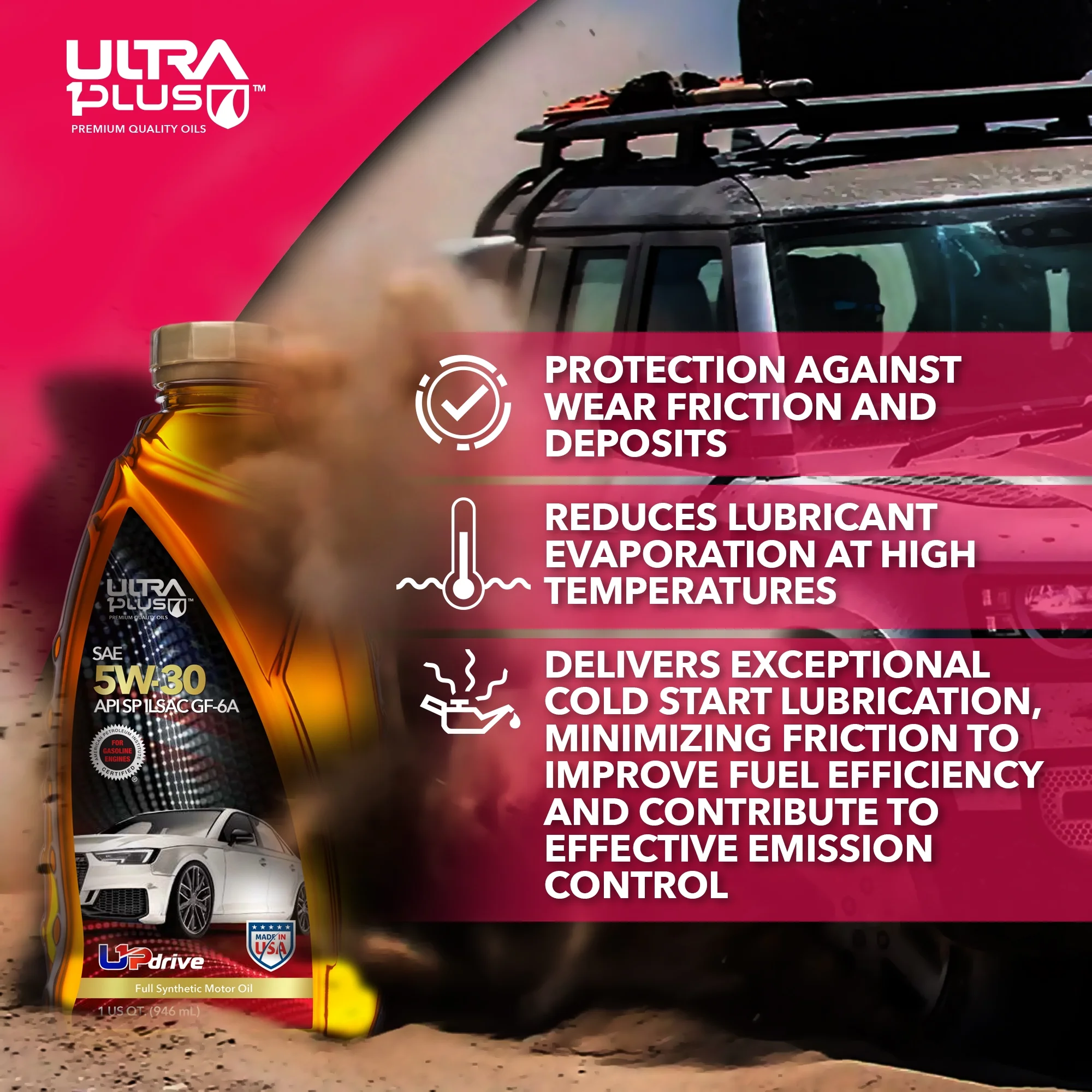 Ultra1Plus 5W-30 Full Synthetic Motor Oil, API SP, 5 Gallon Pail - Image 3