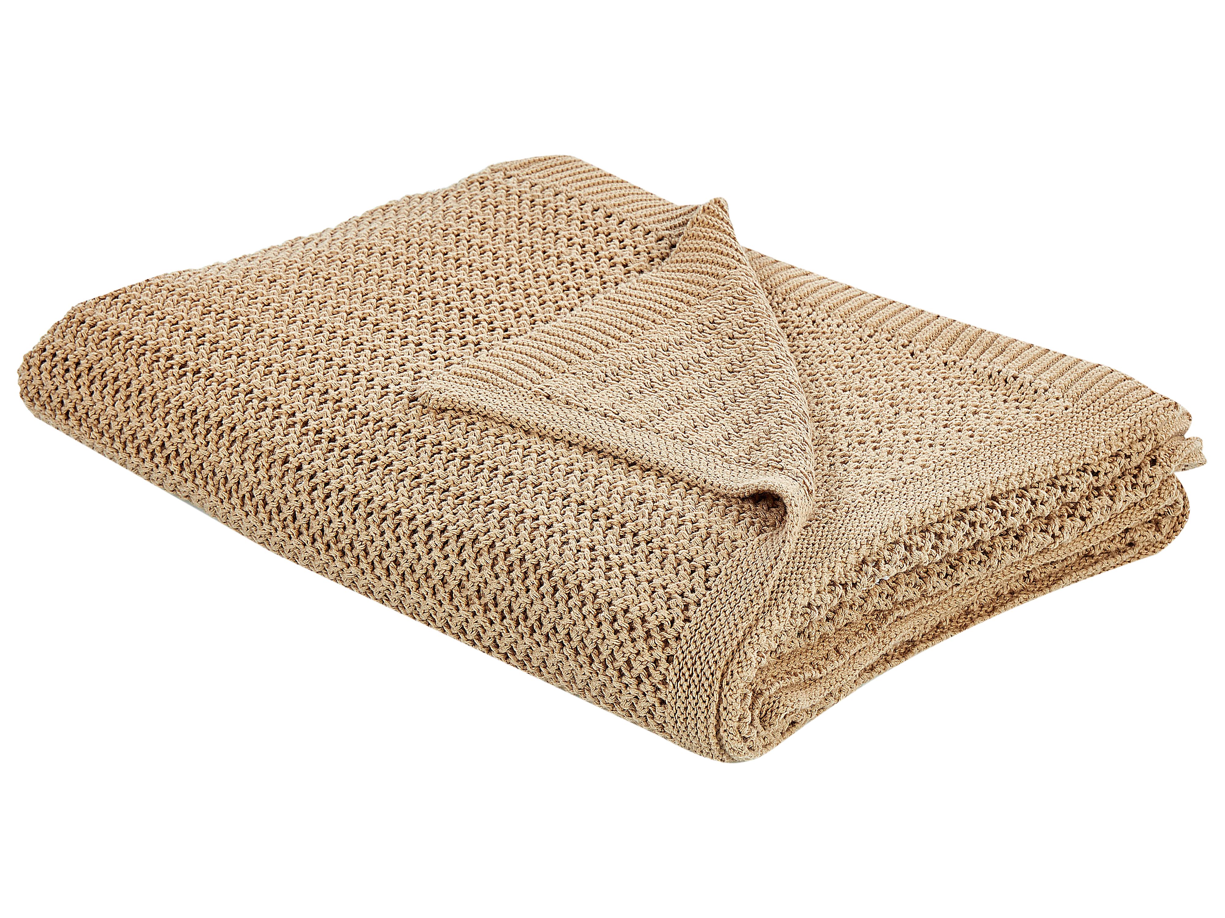 Bedspread ILEN Cotton 150 x 200 cm Light Brown