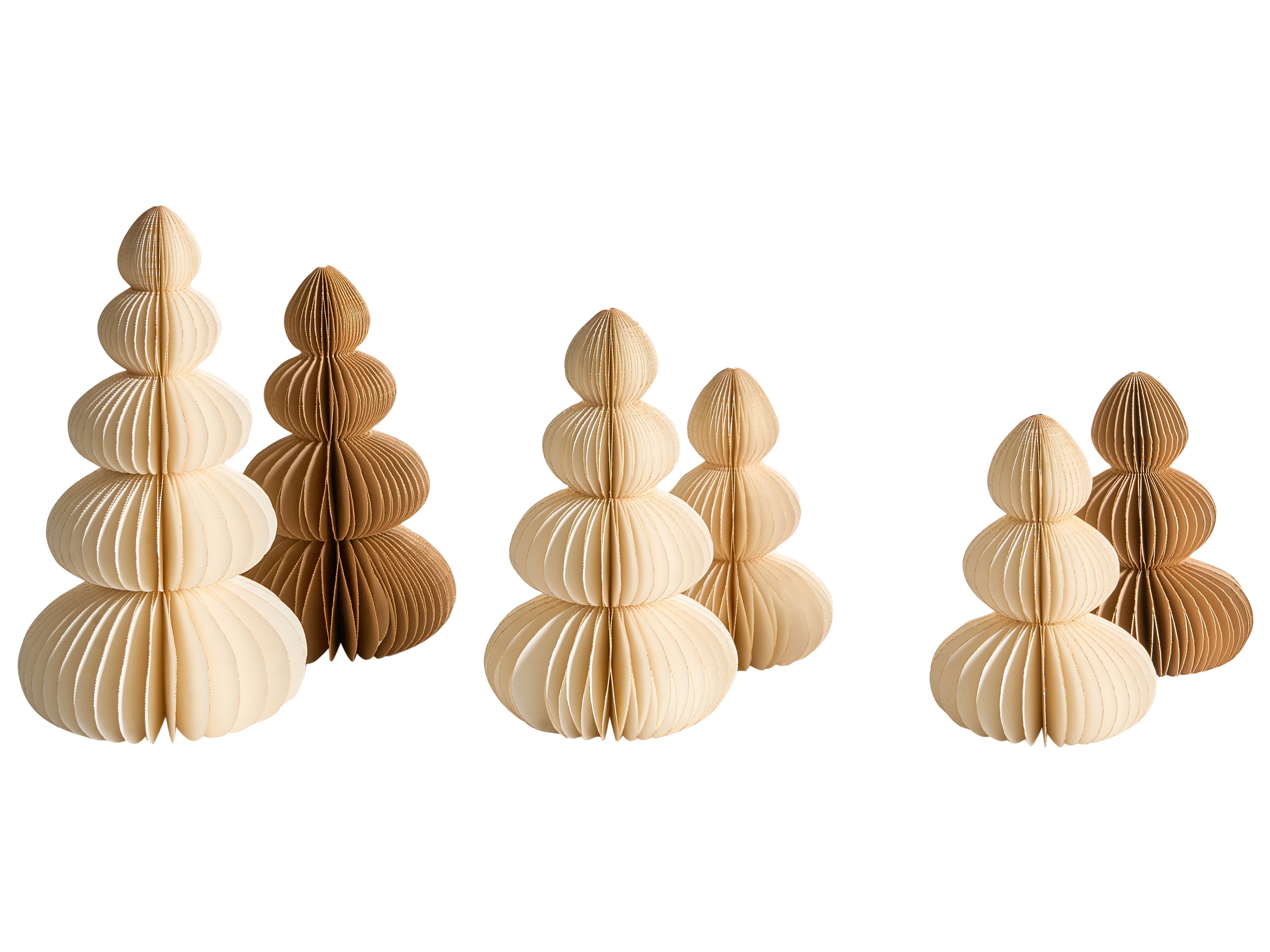Set of 6 Christmas Decorations RANELVA Christmas Tree 14/19/25 cm Brown/ Beige