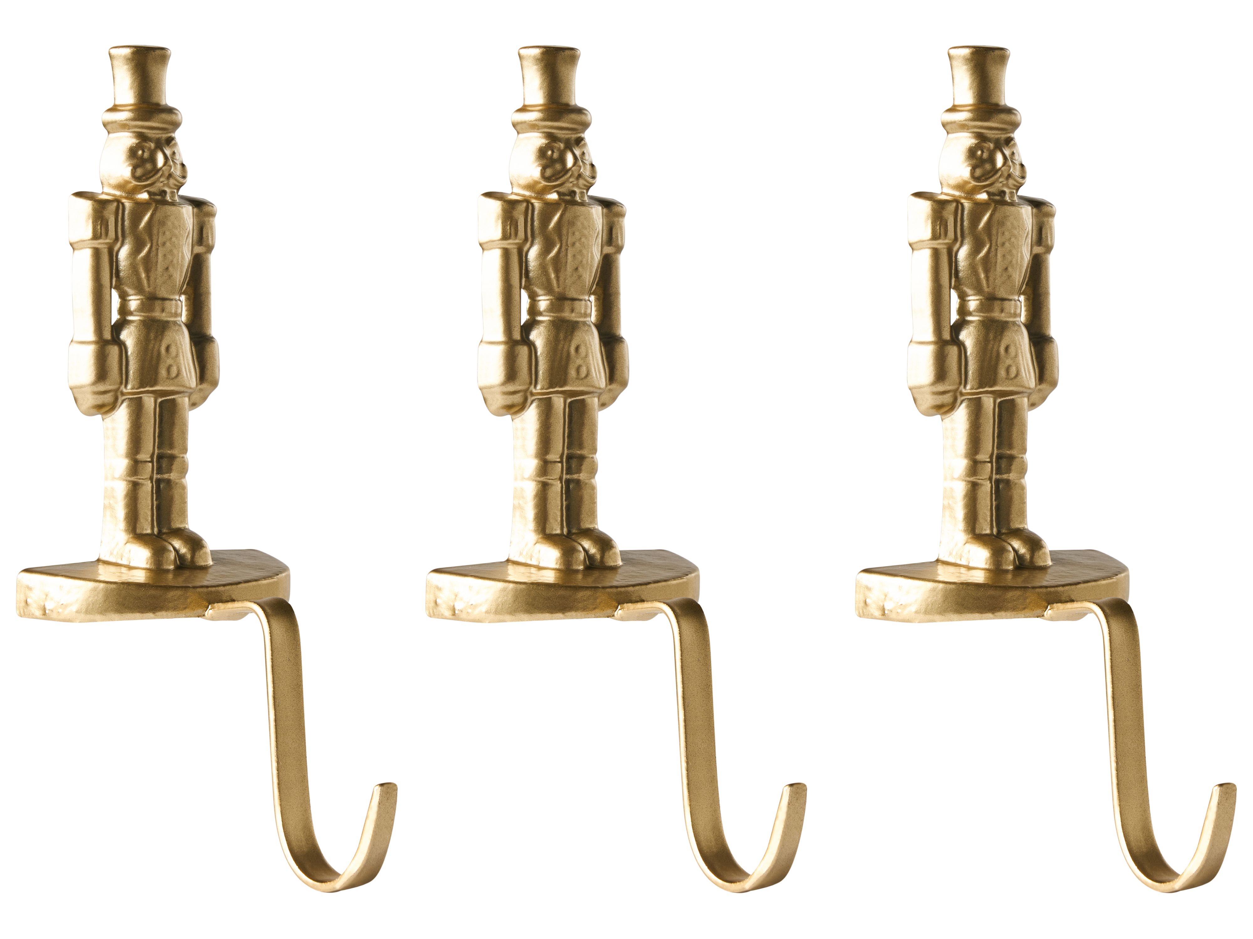 Set of 3 Christmas Stocking Holders KAJAANI Nutcracker 21 cm Gold