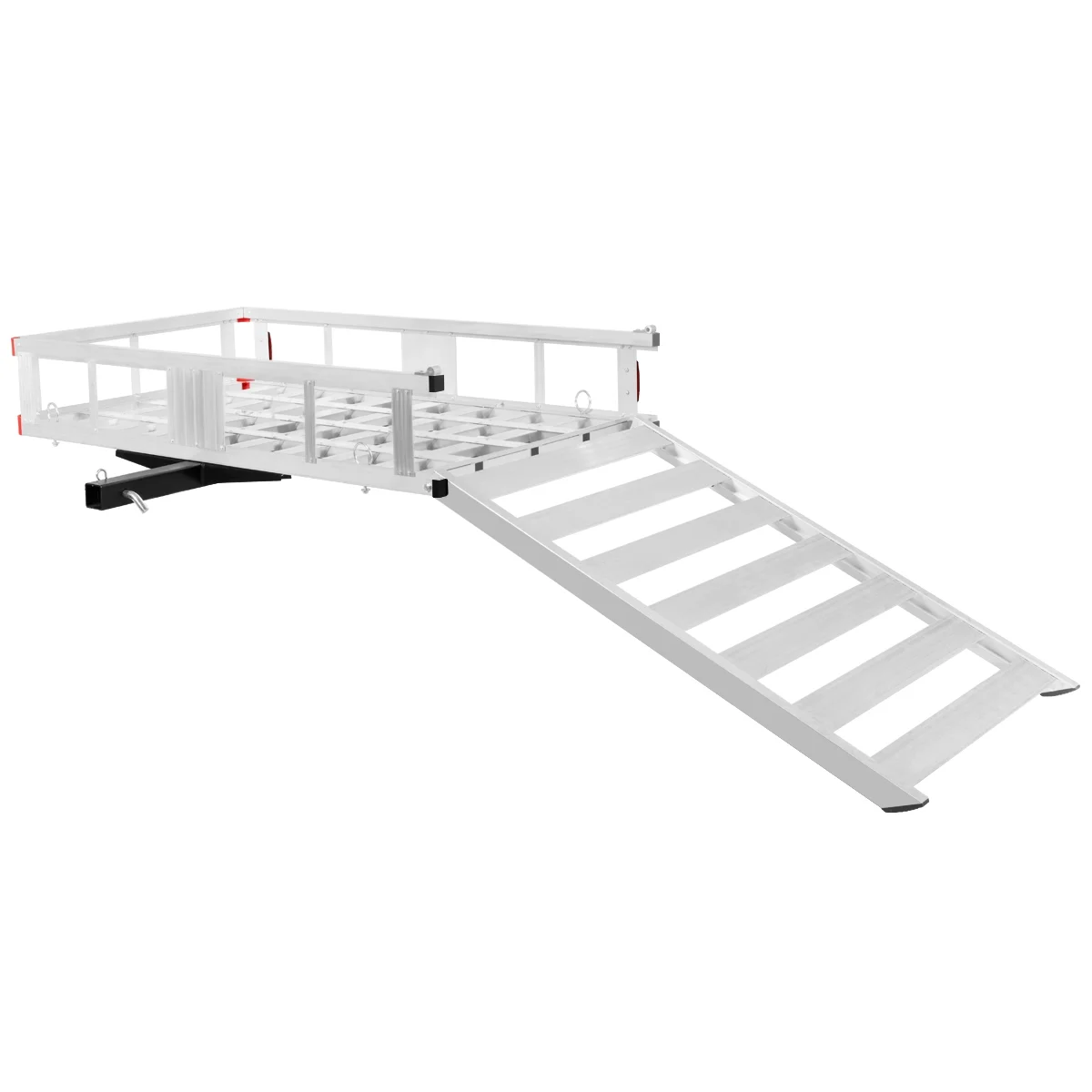 Costway 50'' x 29.5'' Aluminum Cargo Carrier with Ramp Hitch-Mounted Mobility Carrier Hauler - Image 8