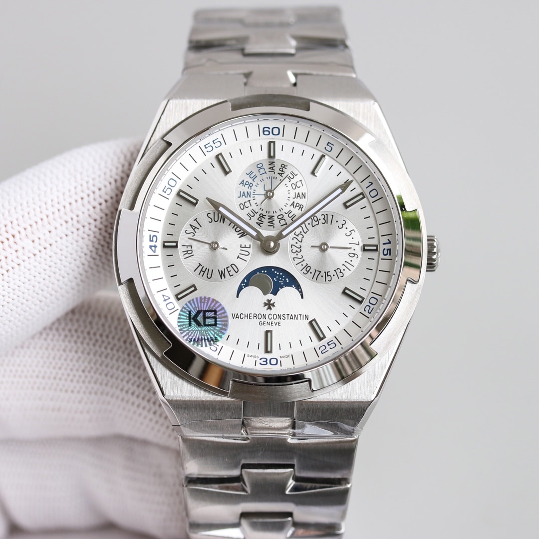 Fake Vacheron Constantin Replica Watch Overseas perpetual calendar ultra-thin Boutique Exclusive 41.5 MM WHITE GOLD 4300V/220G-B945(1:1 replica) - Top club