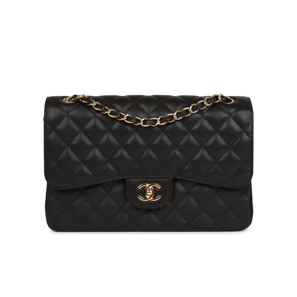 CHANEL Caviar Quilted Jumbo Double Flap Black 30CM(Replica)1:1High-quality replica