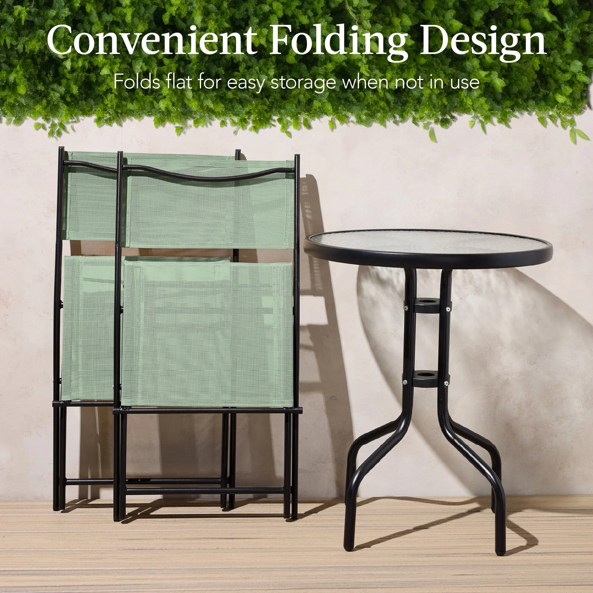 Best Choice Products 3-Piece Patio Bistro Dining Set With Glass Tabletop And Folding Chairs - Gray - Image 60 Best Choice Products 3-Piece Patio Bistro Dining Set With Glass Tabletop And Folding Chairs - Gray - Image 60