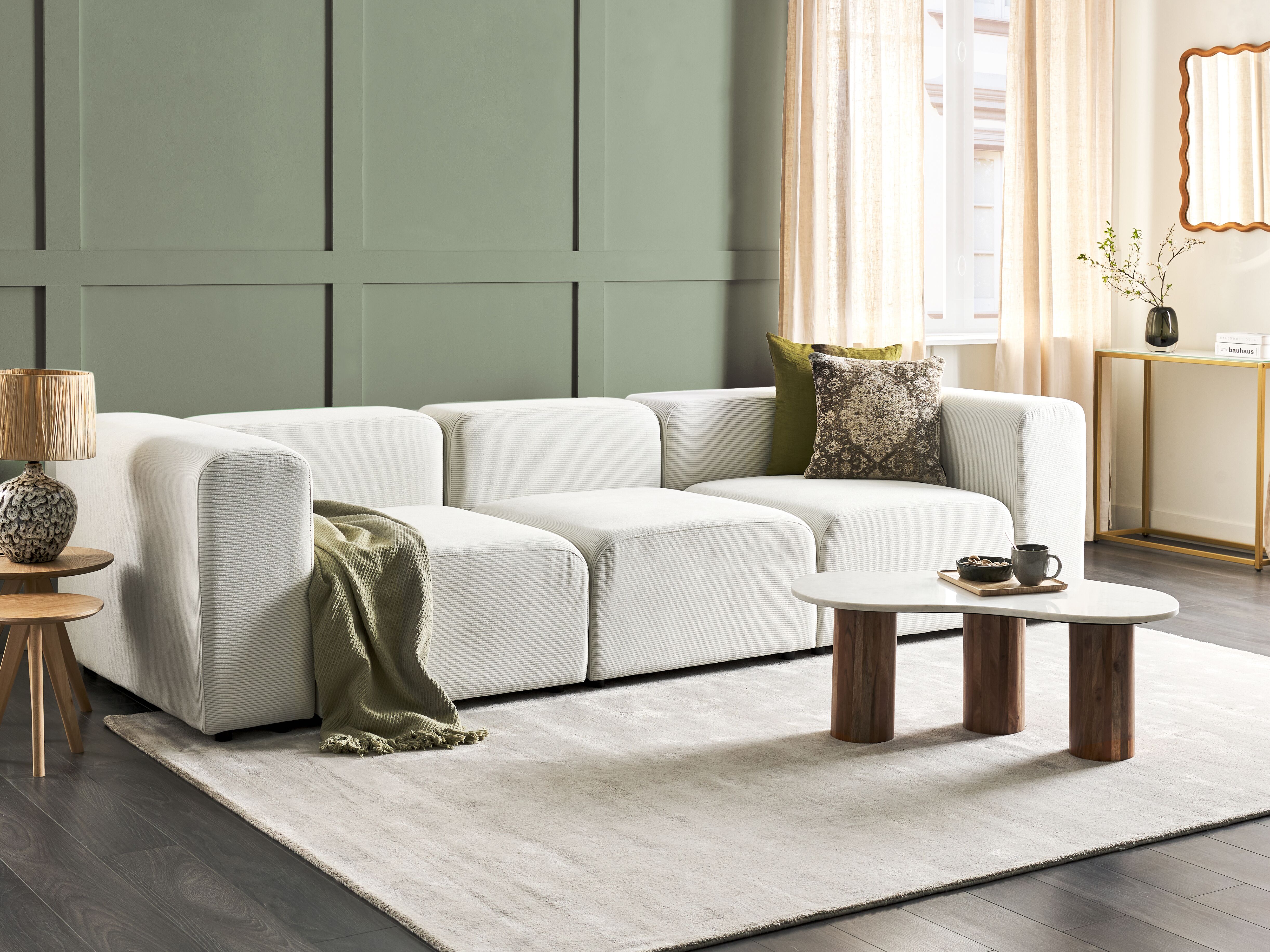 Modular Sofa 3 Seater FALSTERBO Corduroy Off-White