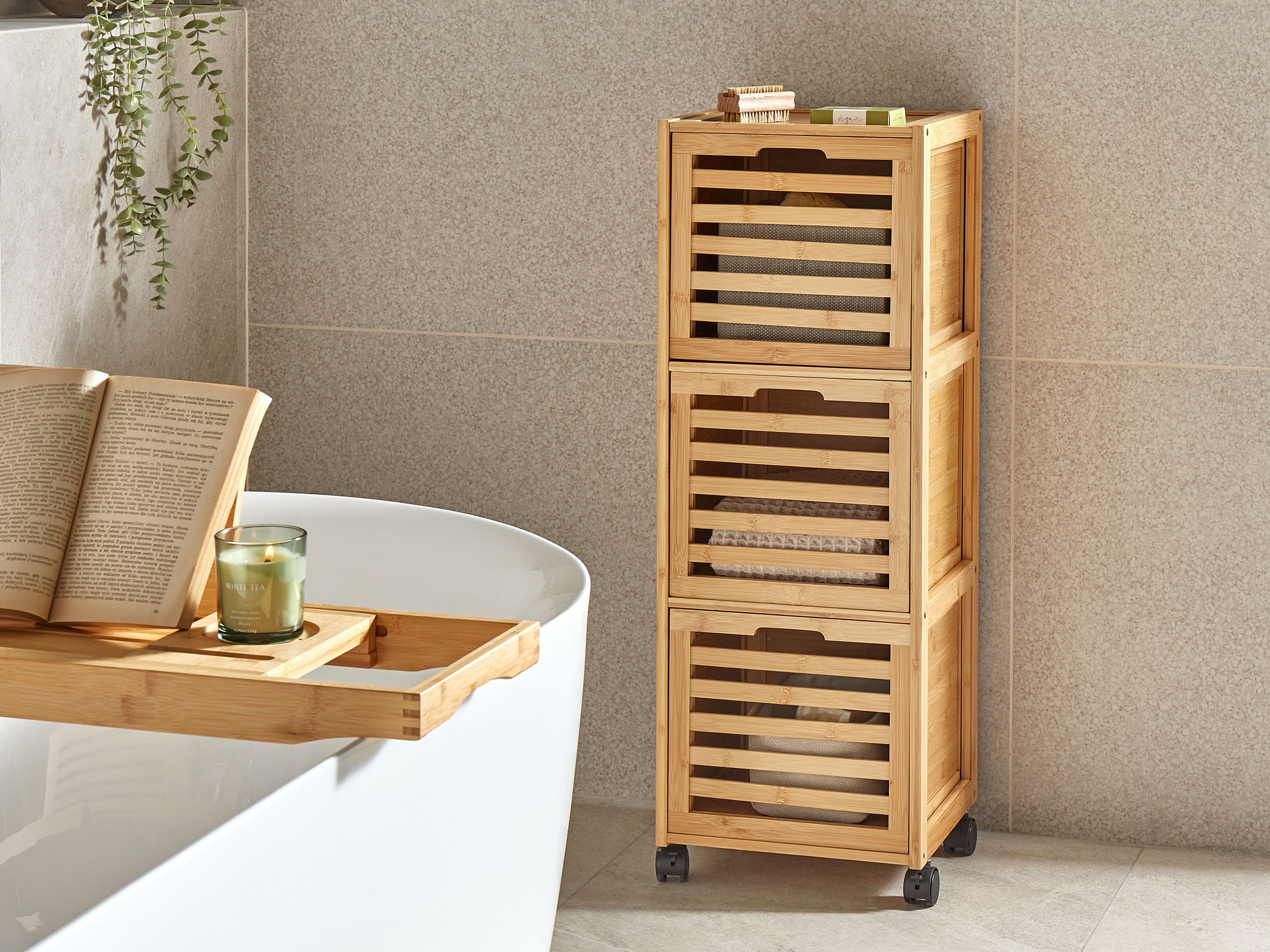Bathroom Cabinet SHAWNEE Bamboo 32 cm Light Brown