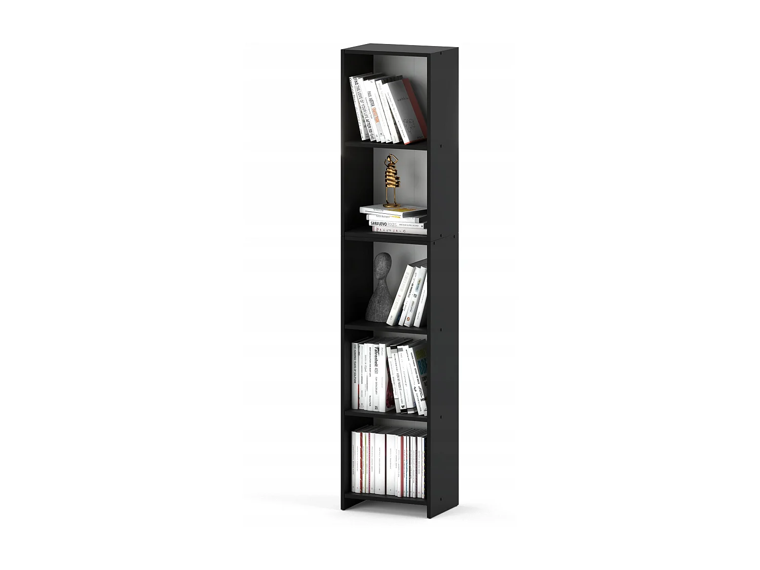 Bibliothèque -Étagère multifonction Noir 5 niveaux 40X30x189cm – Pour livres, jouets et accessoires de bureau