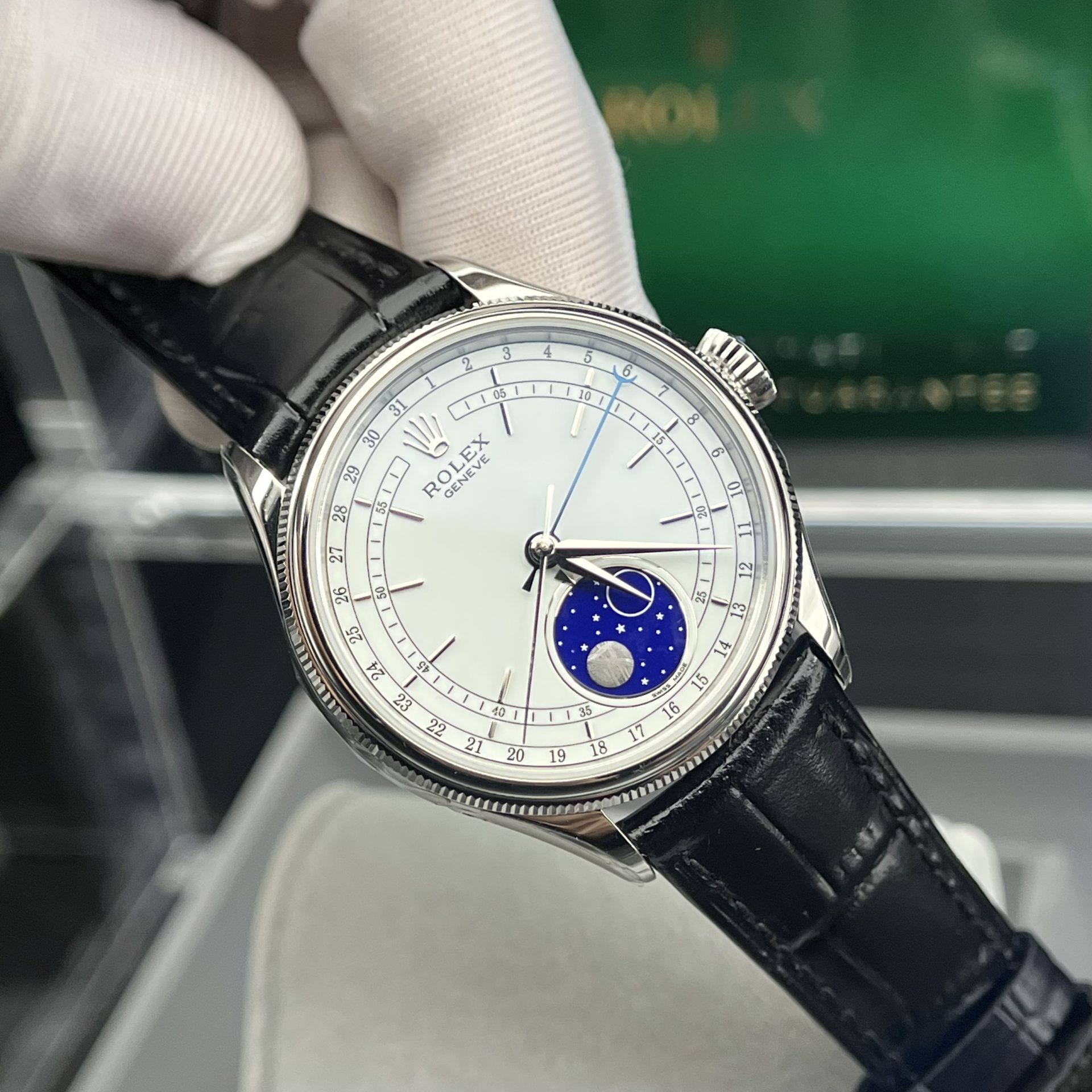 Rolex Moonphase 50535 Replica Watch Black Leather Strap 39mm - Top club