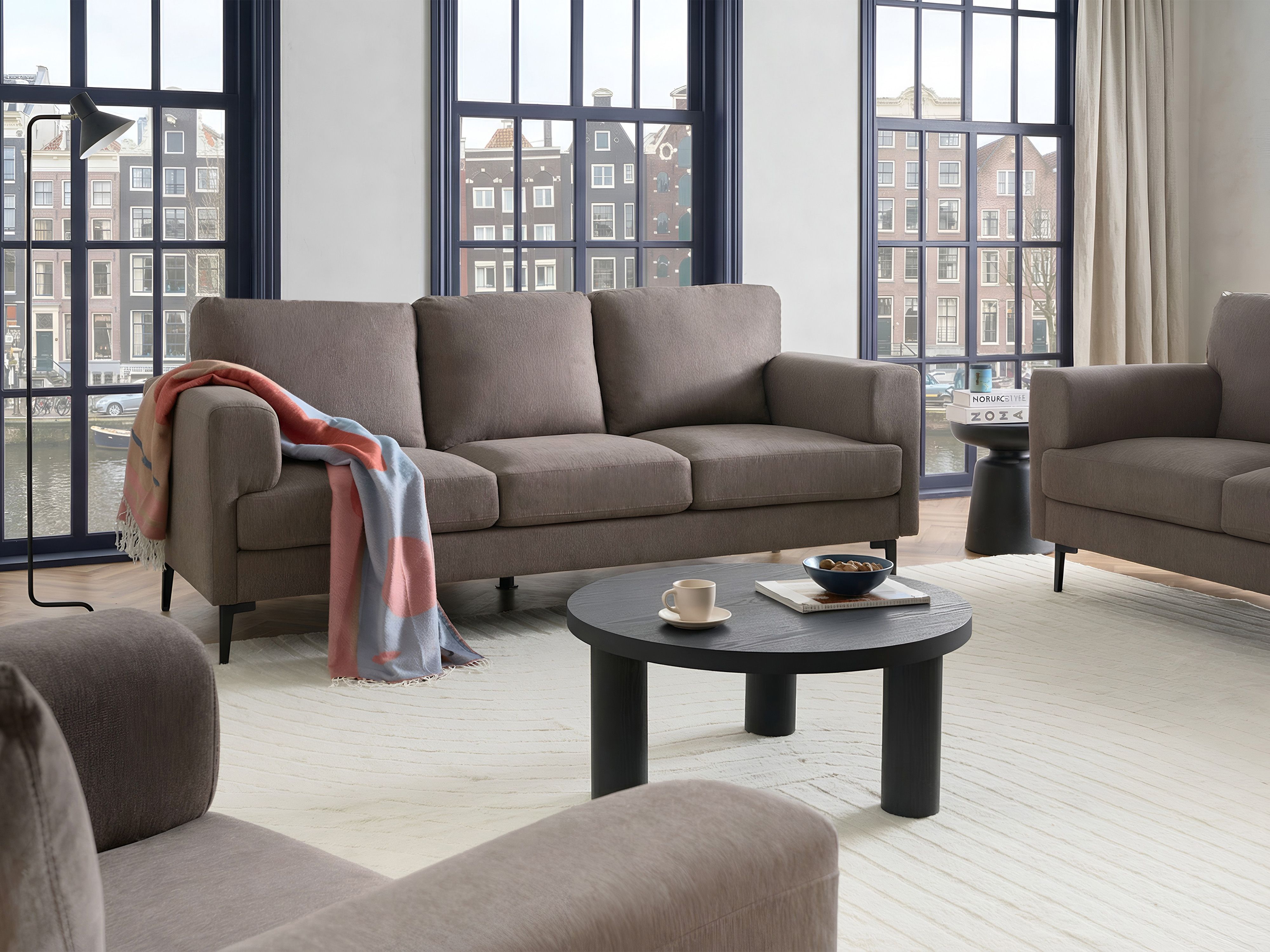 Sofa 3 Seater LOUSTO Fabric Brown