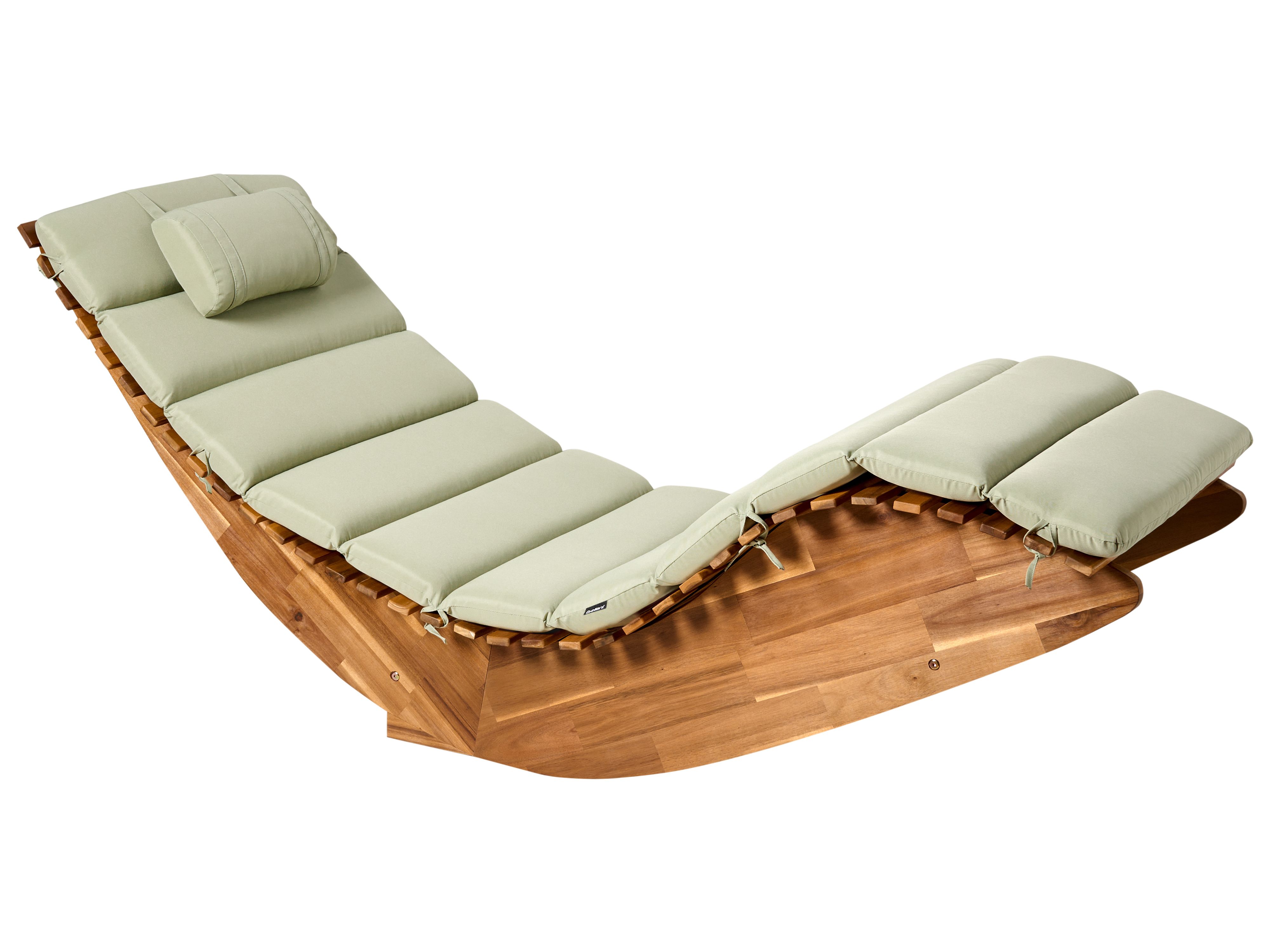 Sun Lounger with Cushion BRESCIA PREMIUM Acacia Wood Light Green