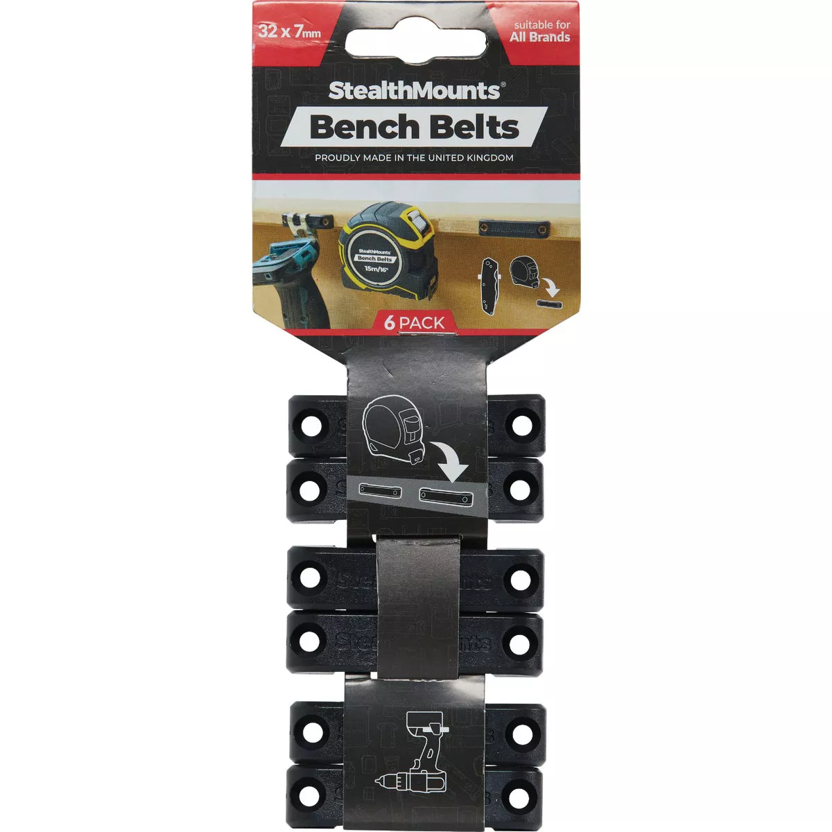 StealthMounts Bench Belts Universal Tool Hangers (6-Pack)