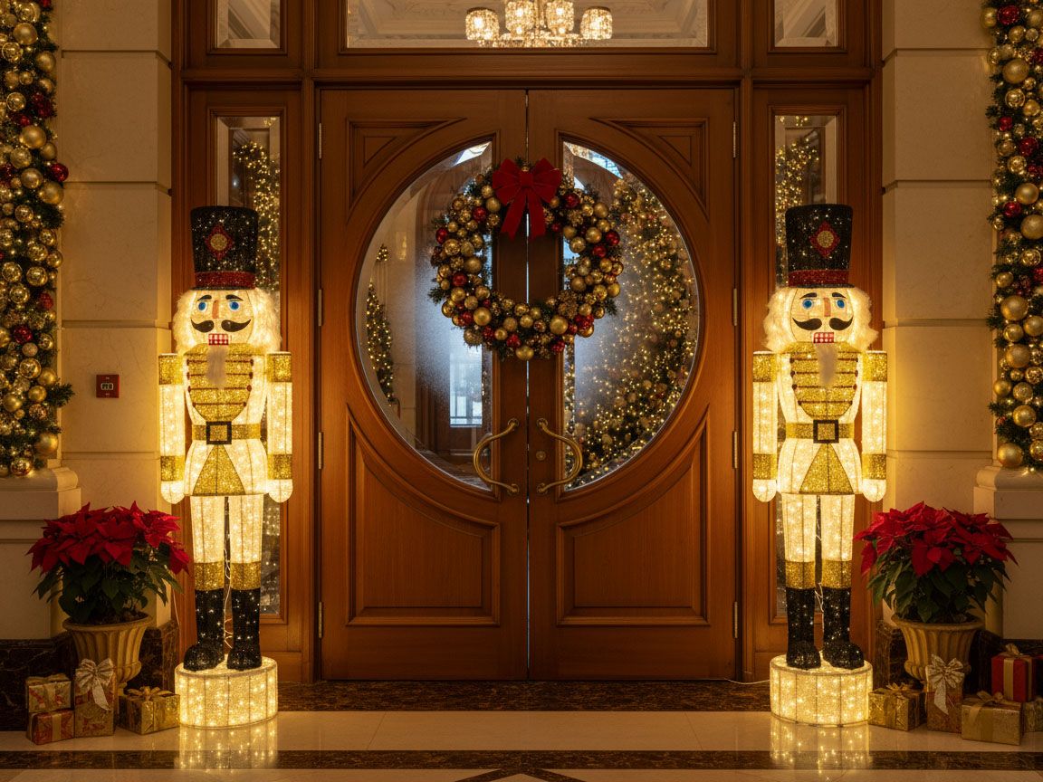 Outdoor Decoration LED STOROVAN Nutcracker 152 cm White/ Gold