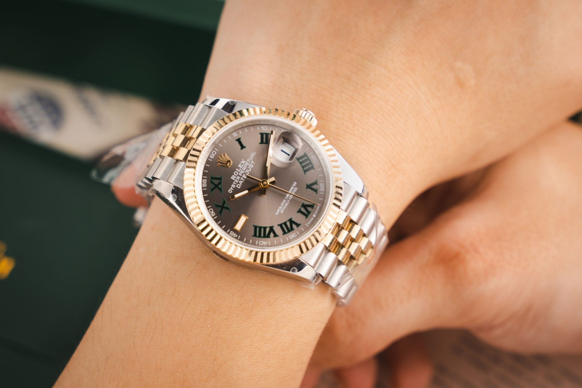 Rolex Rep 11 Watch DateJust 126231 Wimbledon Dial Gold Wrapped GM Factory 36mm - Elite Watch Atelier