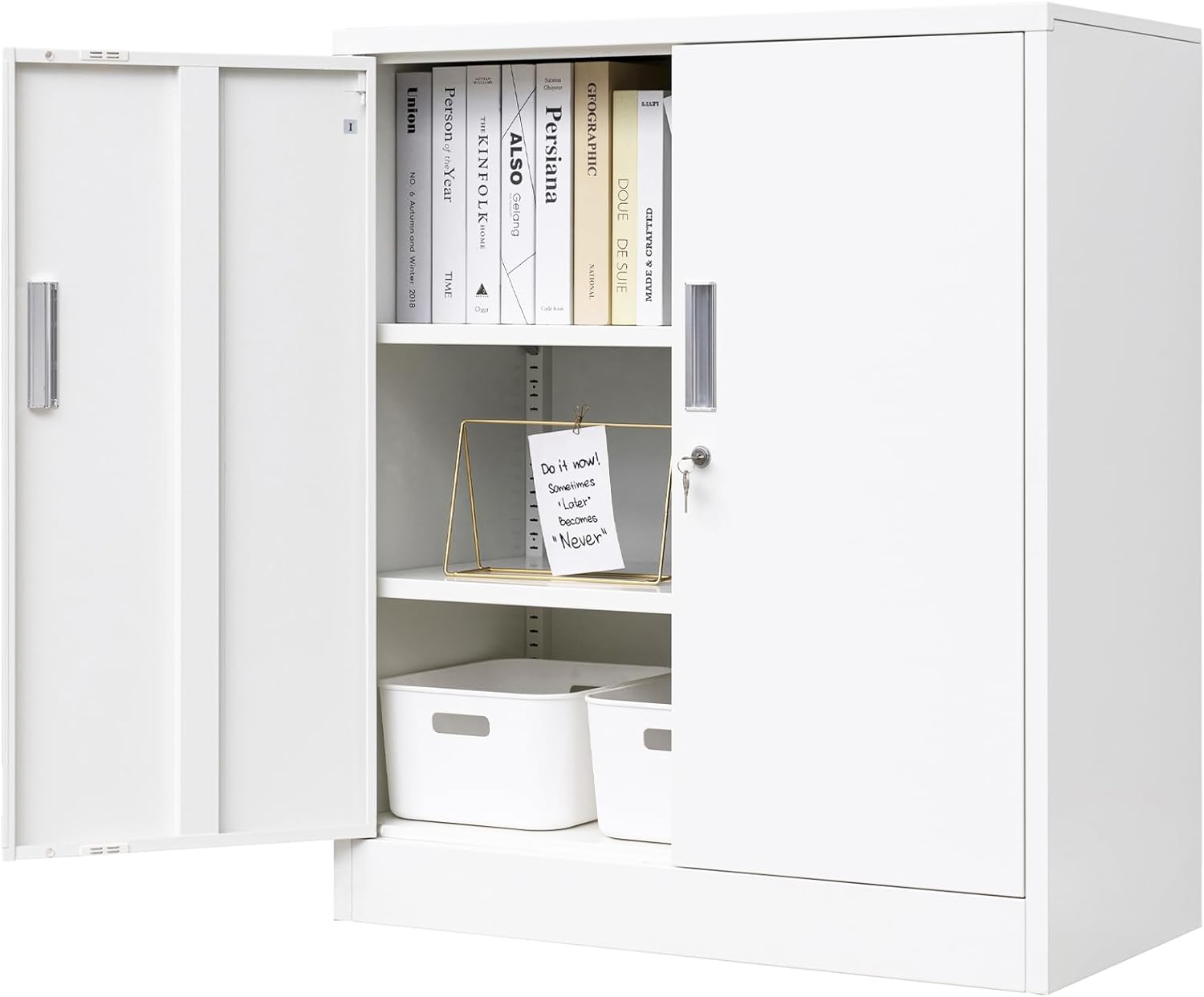 BESFUR Metal Garage Storage Cabinet with 2 Locking Doors and 2 Adjustable Shelves, 36