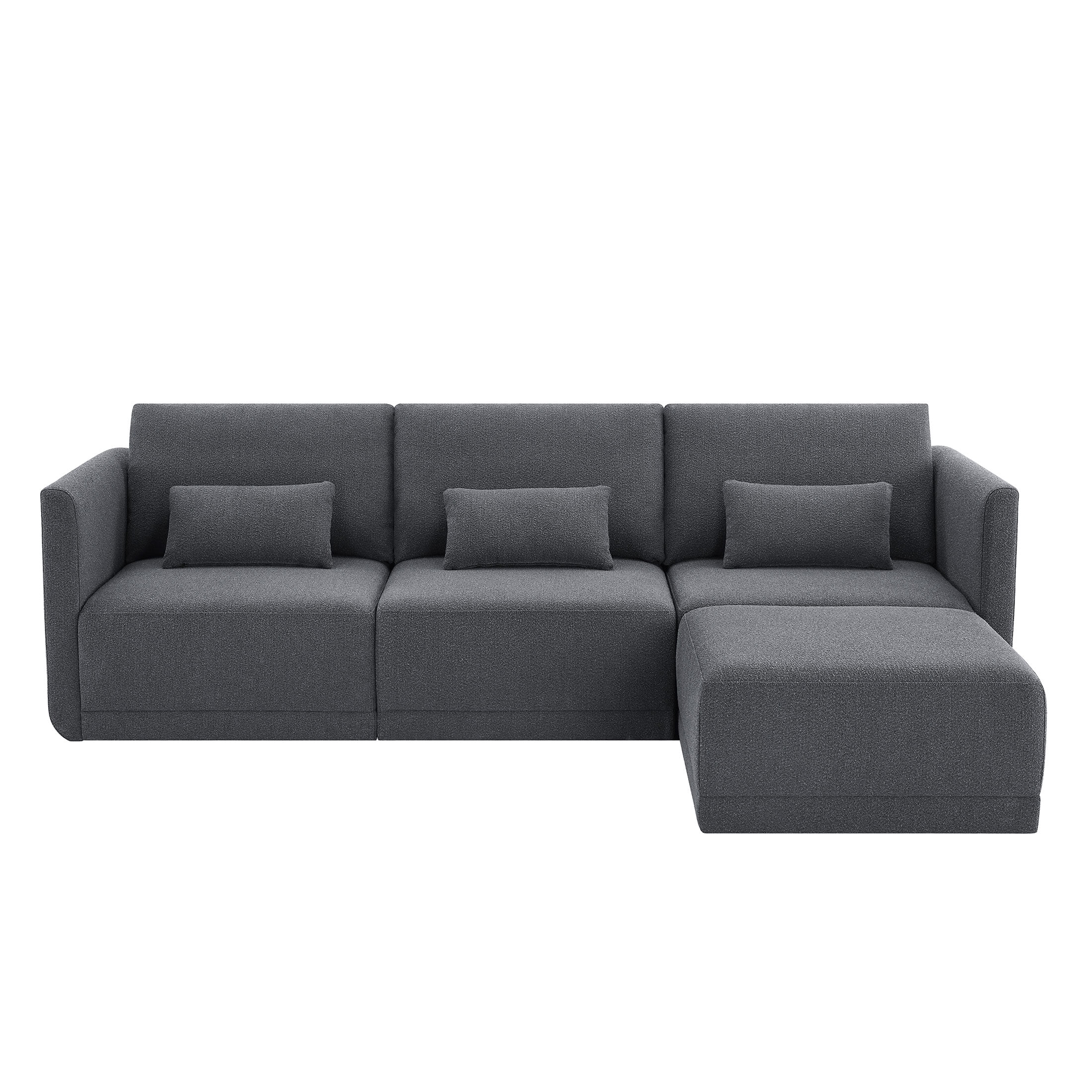 Beautiful Drew Modular Sectional Sofa with Ottoman by Drew Barrymore, Gray Fabric - Image 38