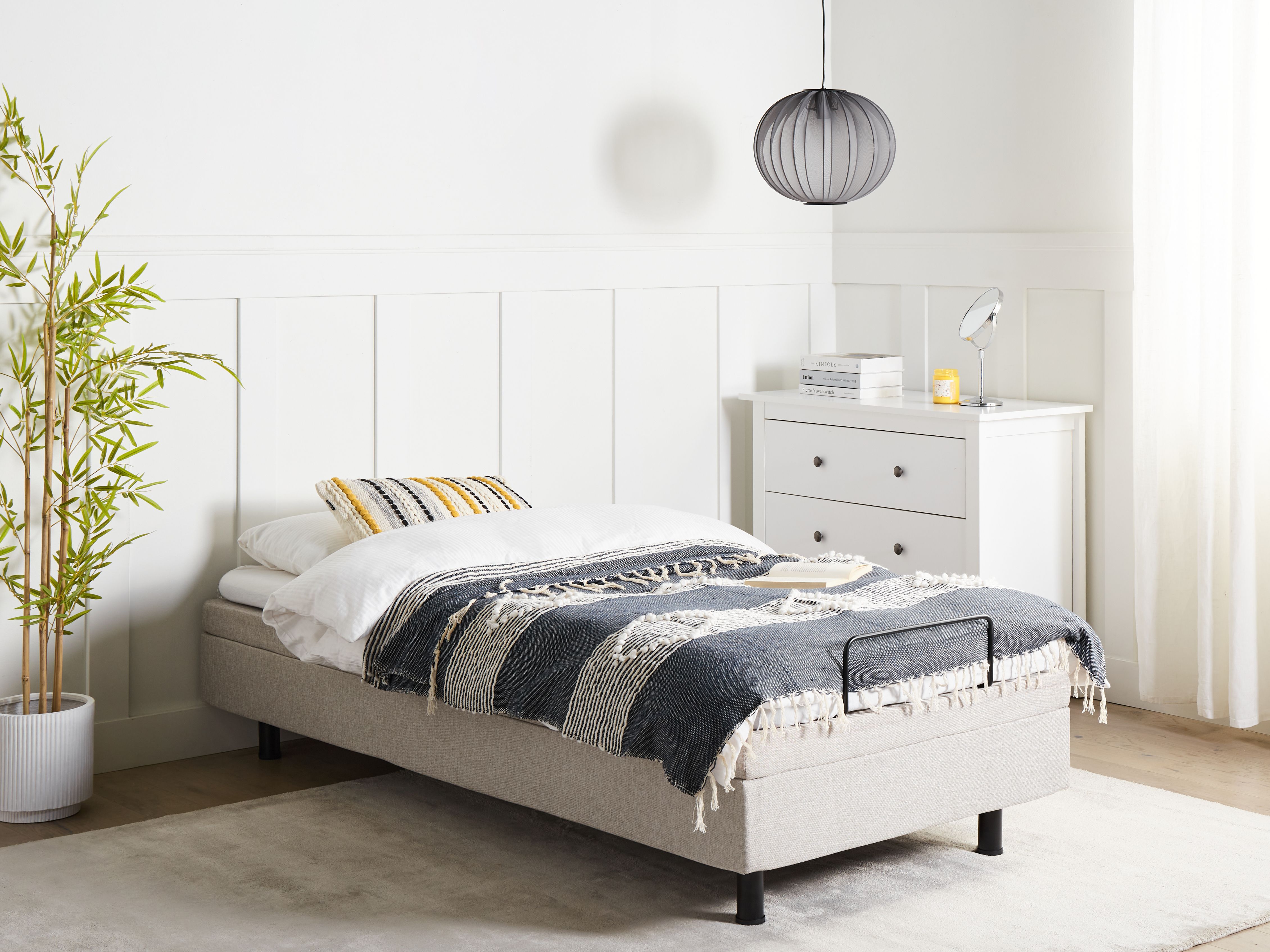 Adjustable Bed without Headboard Fabric DUKE 90 x 200 cm (EU Single) Beige