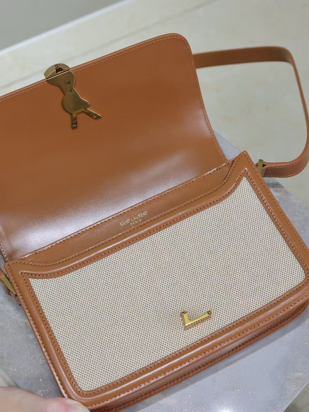 SOLFERINO MEDIUM SATCHEL IN BOX SAINT LAURENT LEATHER