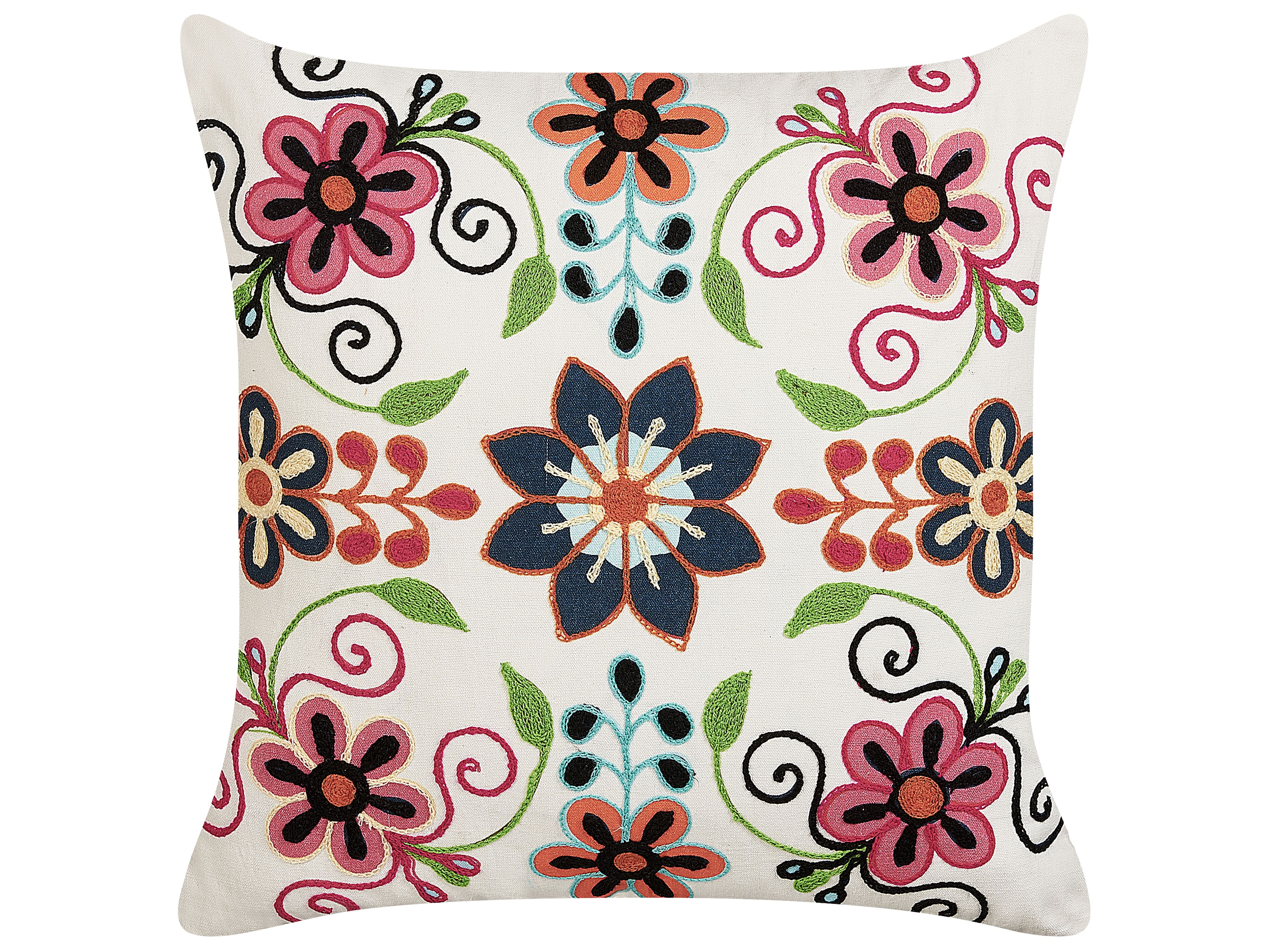 Throw Cushion BAHRAICH Cotton 50 x 50 cm Multicolour Floral Pattern