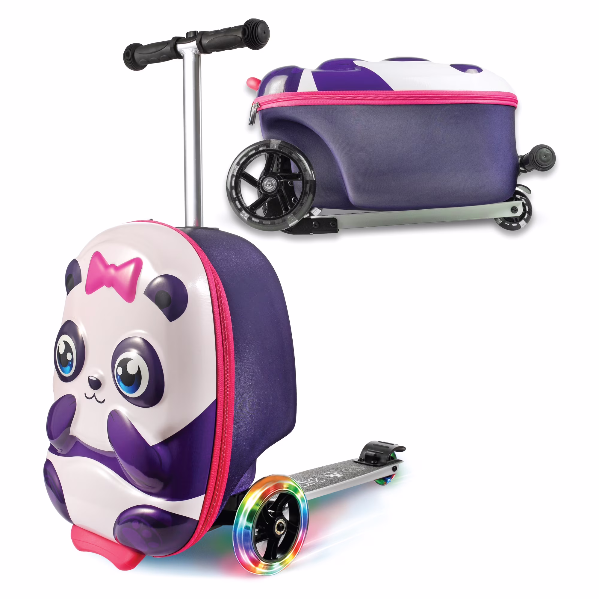 Kiddietotes Kid's Hard Shell Scooter Ride On Suitcase, Pink - Image 7