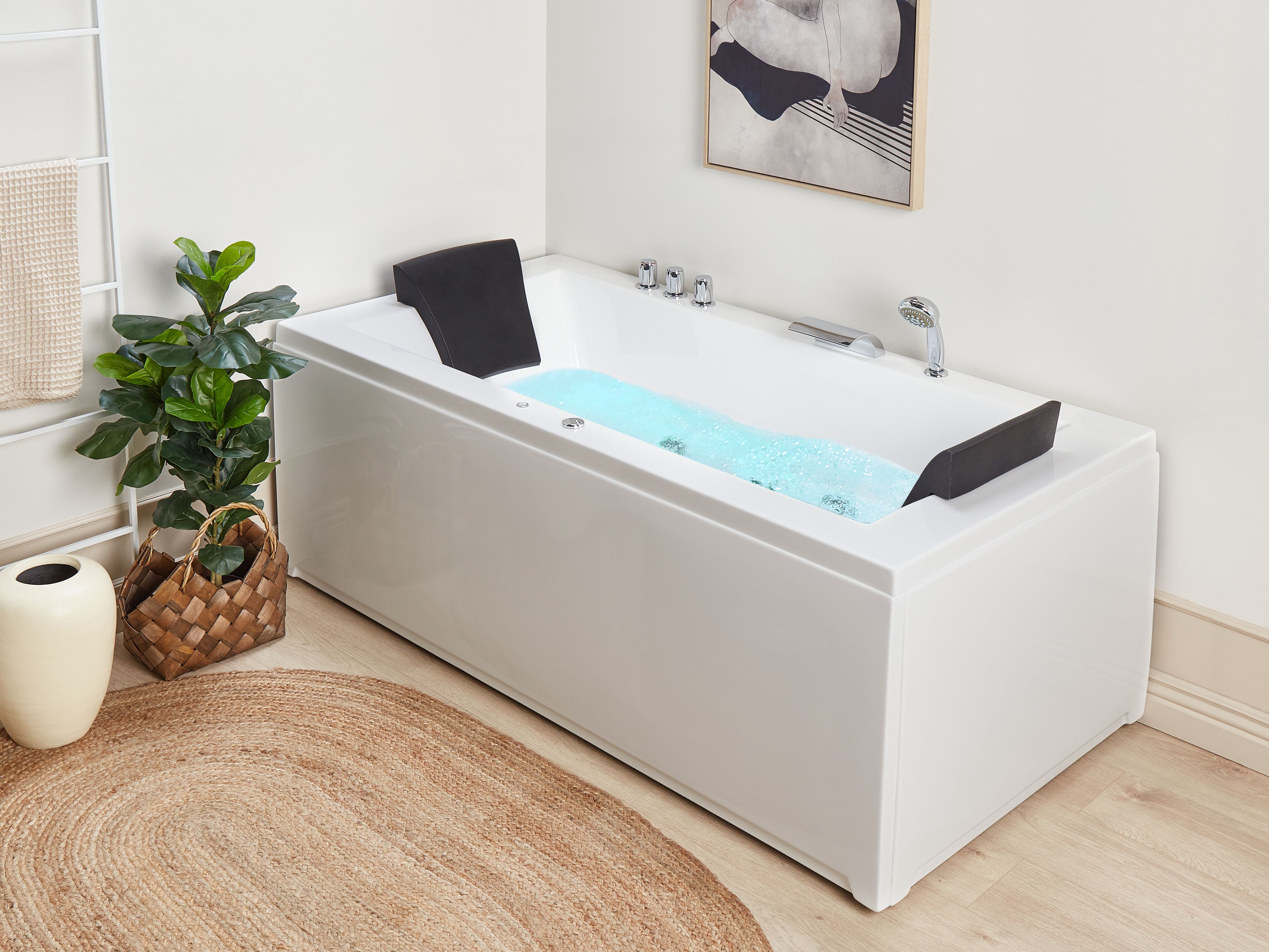 Corner Hot Tub with LED VARADERO Right Hand 1830 x 900 mm White