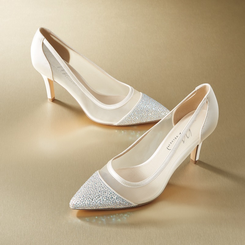 Midnight Velvet Rhinestone Cap Mesh Pump - MIDNIGHT VELVET CATALOG