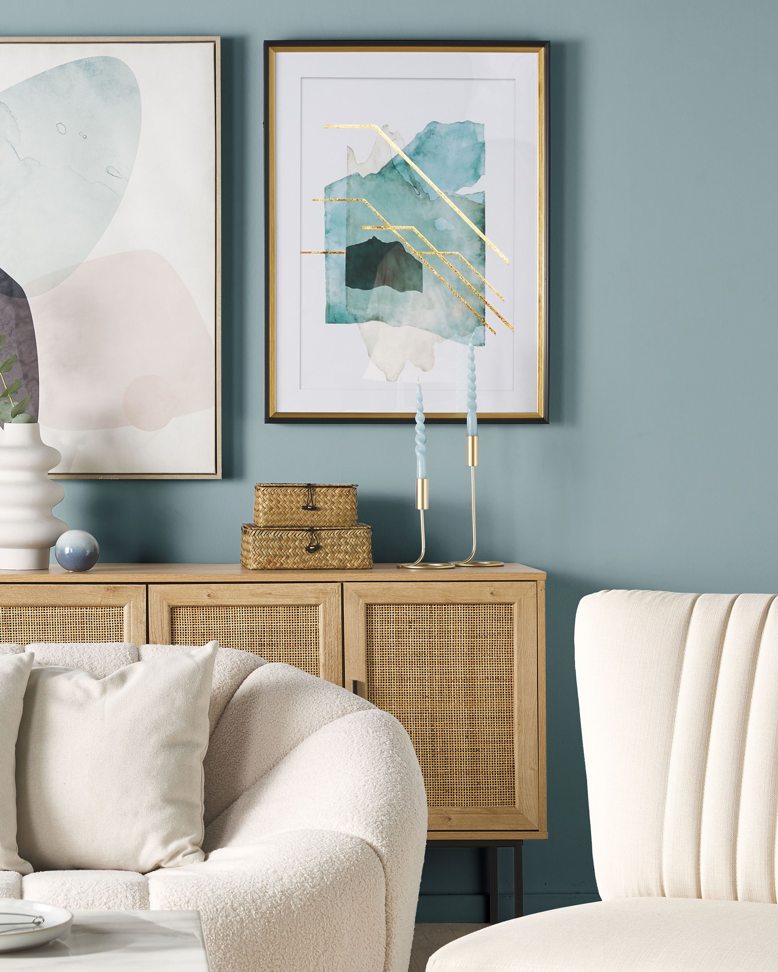 Framed Wall Print TOUBA Abstract Motif 30 x 40 cm Blue