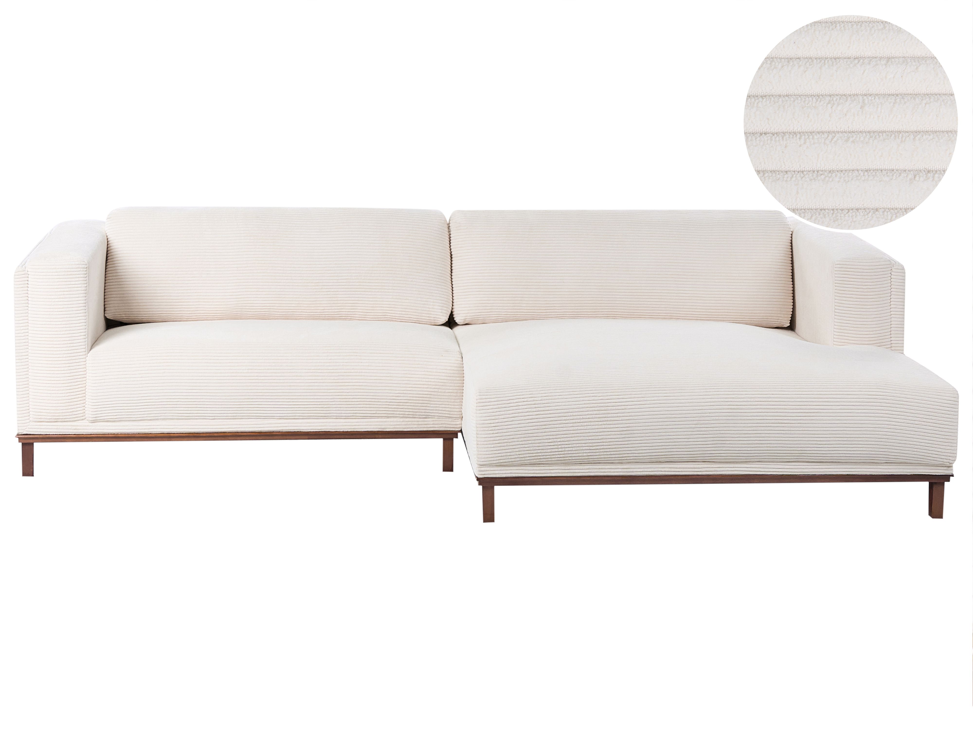 Corner Sofa 4 Seater VENG Corduroy Light Beige Left Hand