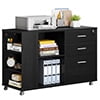 Dextrus File Cabinet with Charging Station, Mobile Lateral Filing Cabinet with Lock for Home Office, Printer Stand with Open Storage Shelf, Fits A4, Letter, Legal Size Files, Office Furniture, Black