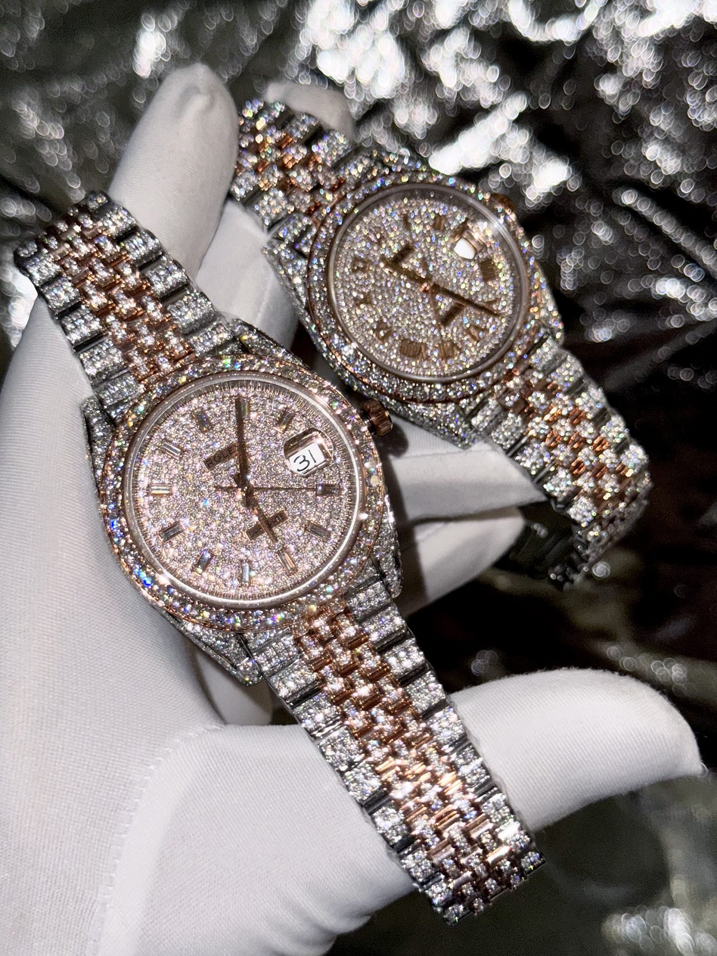 Rolex Replica 1:1 Watch DateJust With Full Diamond Moissanite Hong Kong 41mm - Elite Watch Atelier